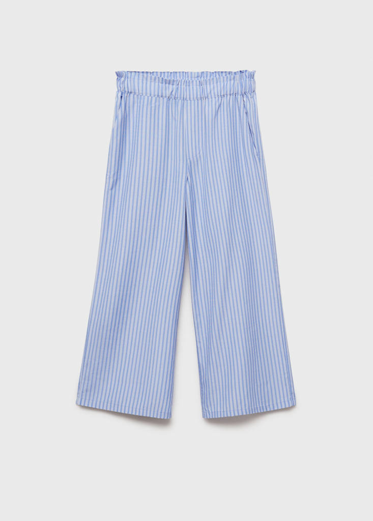 Striped cotton trousers — Blue