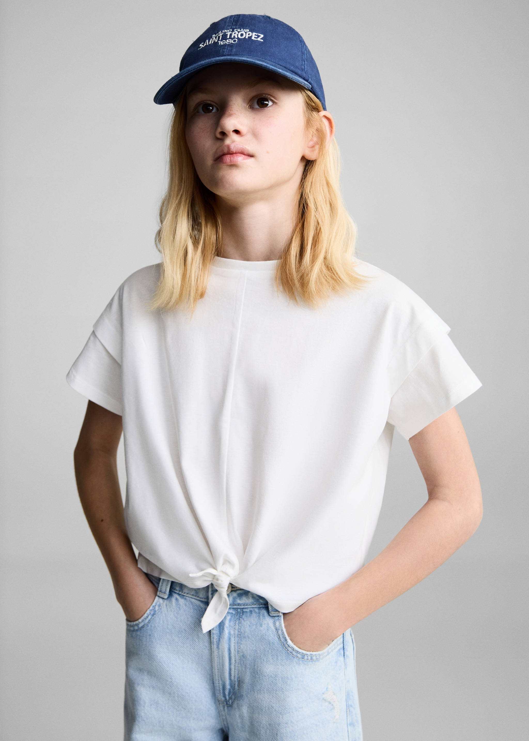 Cotton t-shirt with knot detail - Medium plane