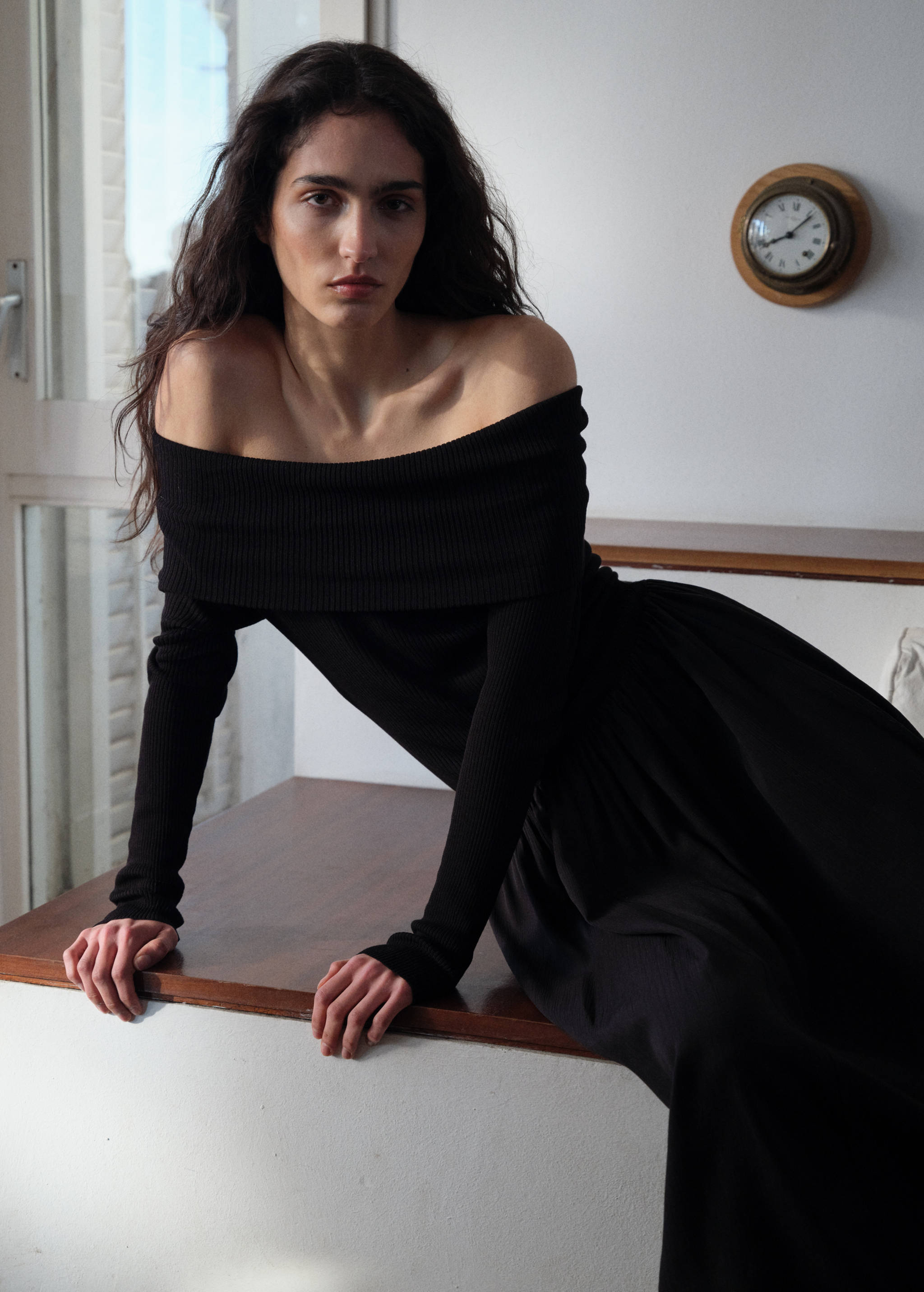 Vestido caicai de tecido combinado - Plano médio