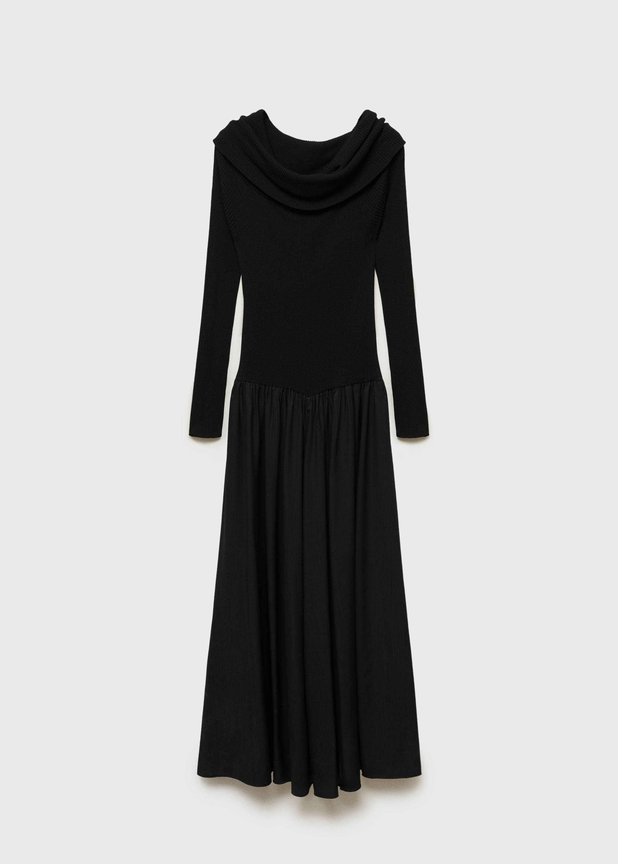 Off-the-shoulder dress in combined fabric - Article without model