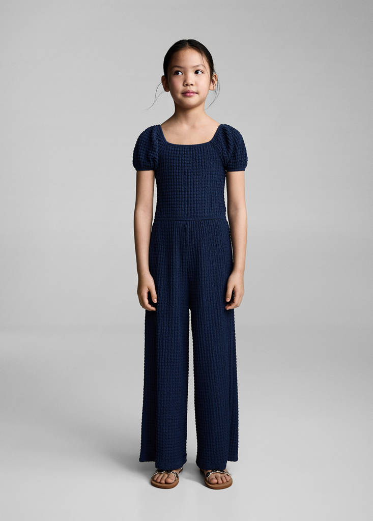 Textured long jumpsuit — Night Blue