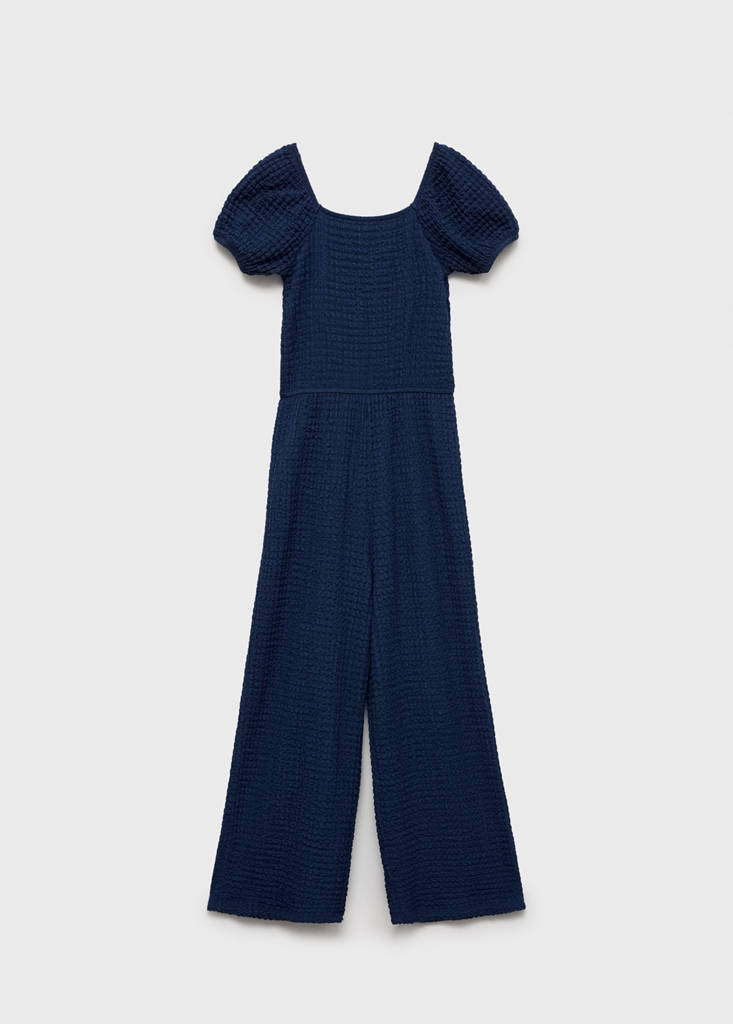 Textured long jumpsuit — Night Blue