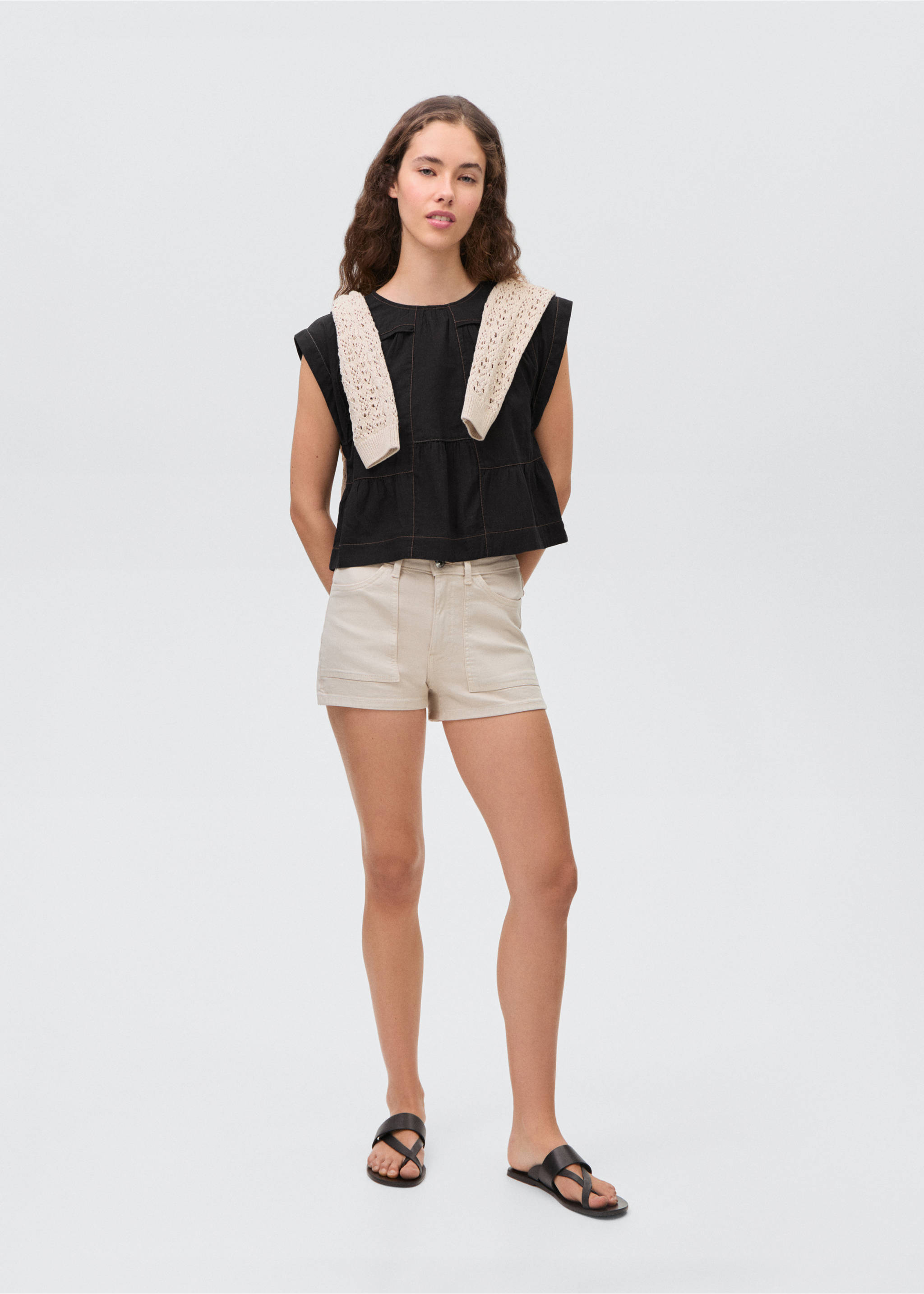 Decorative seam blouse - General plane, Black. Ref: 87035727-00.