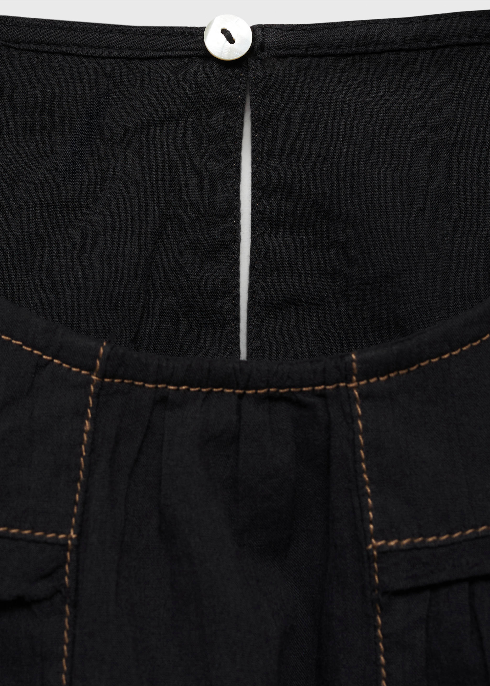 Decorative seam blouse - Details of the article 8, Black. Ref: 87035727-00.
