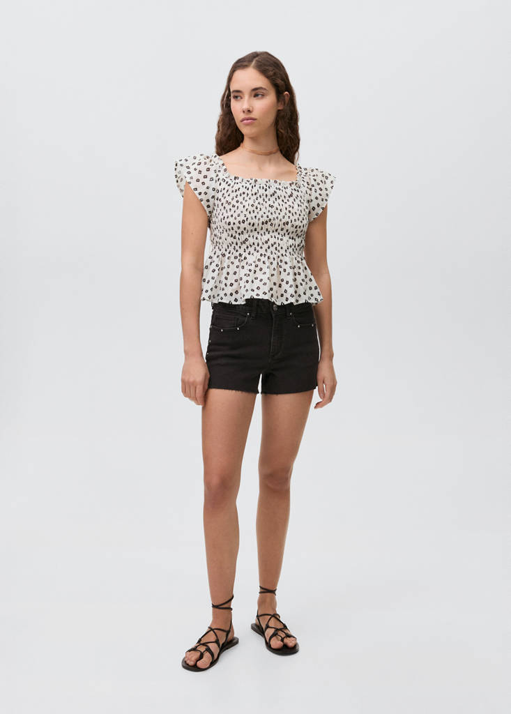 Ruffles printed blouse — Off White