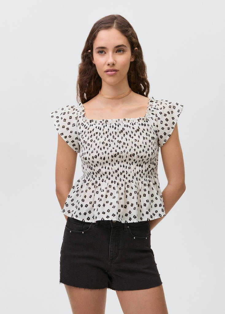 Ruffles printed blouse — Off White