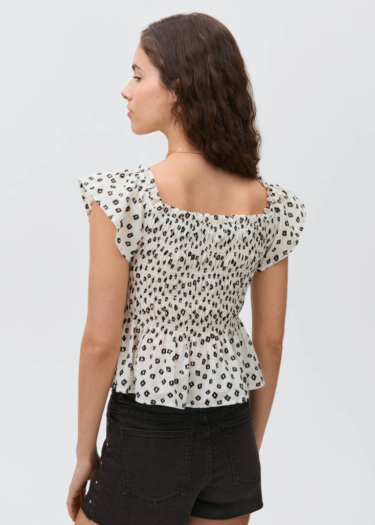 Ruffles printed blouse — Off White