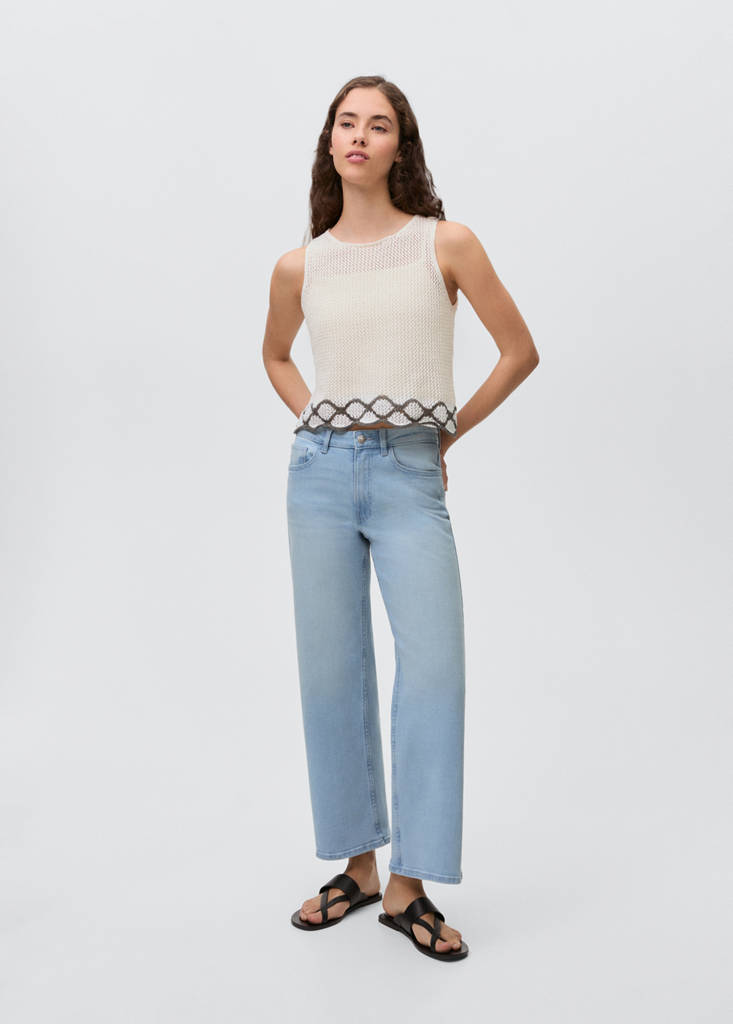 Knitted top with contrast details — Off White