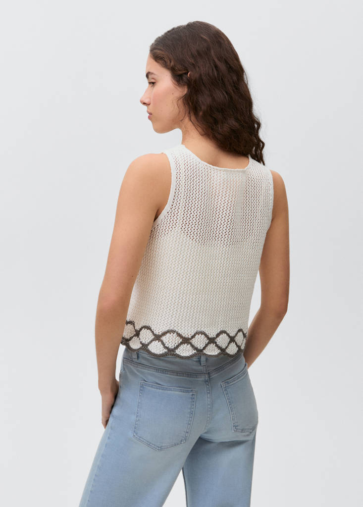 Knitted top with contrast details — Off White