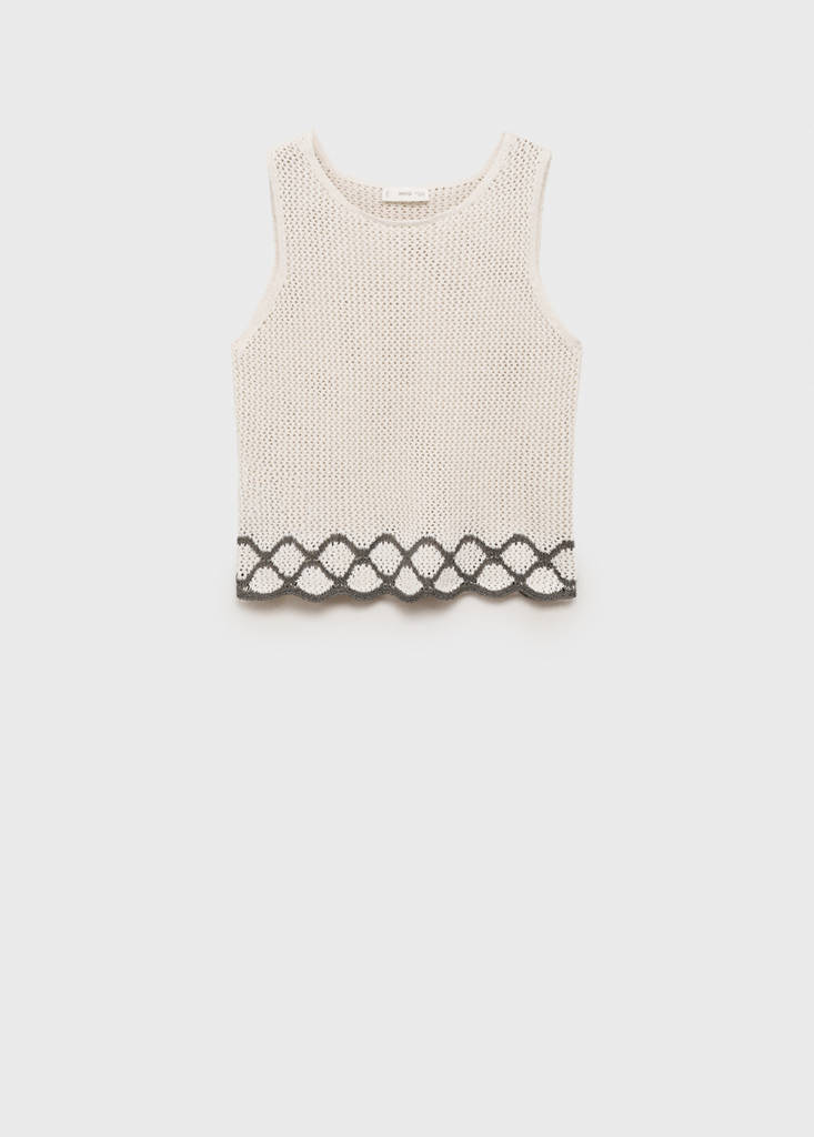 Knitted top with contrast details — Off White