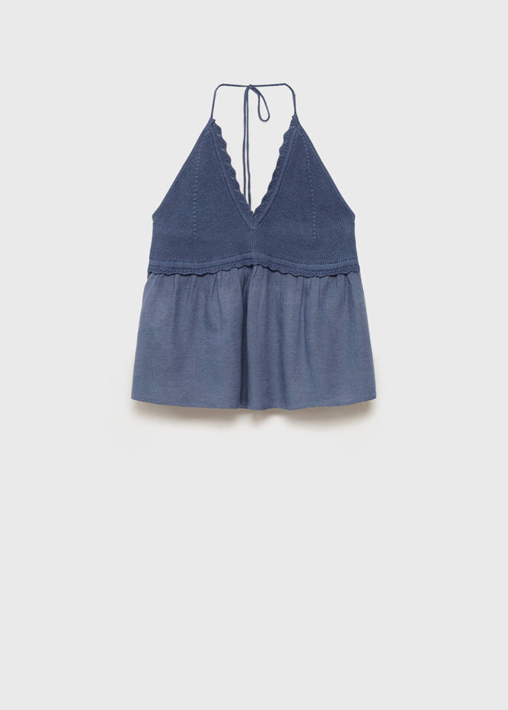 V-neck knit top — Dark Navy