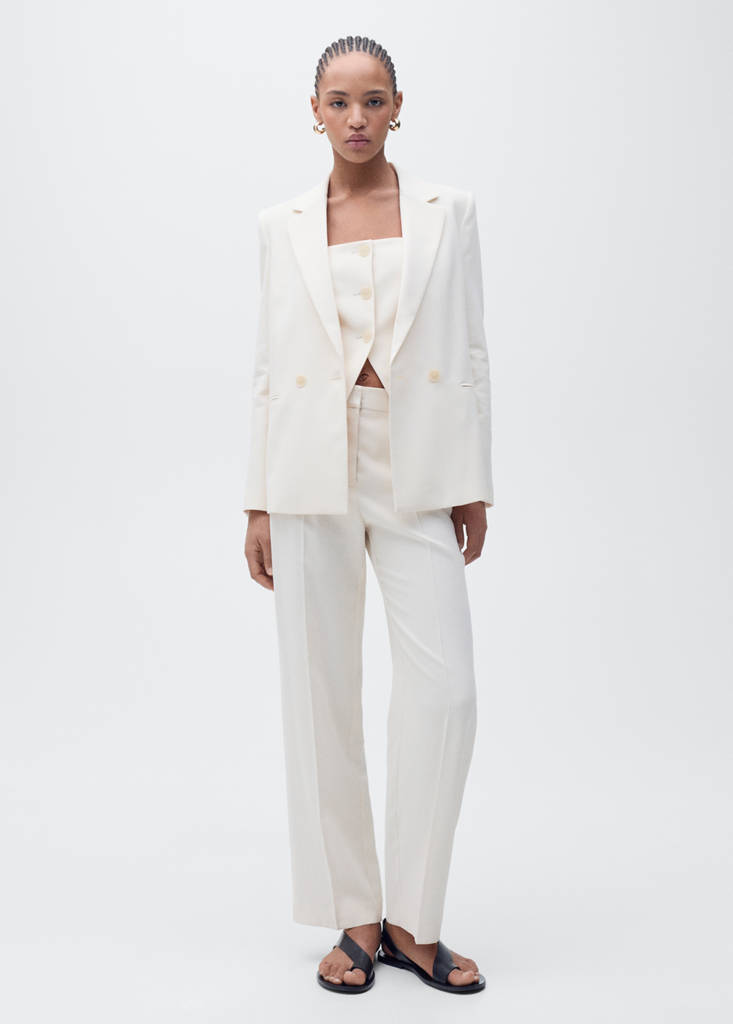 Suit waistcoat with open back — Ecru