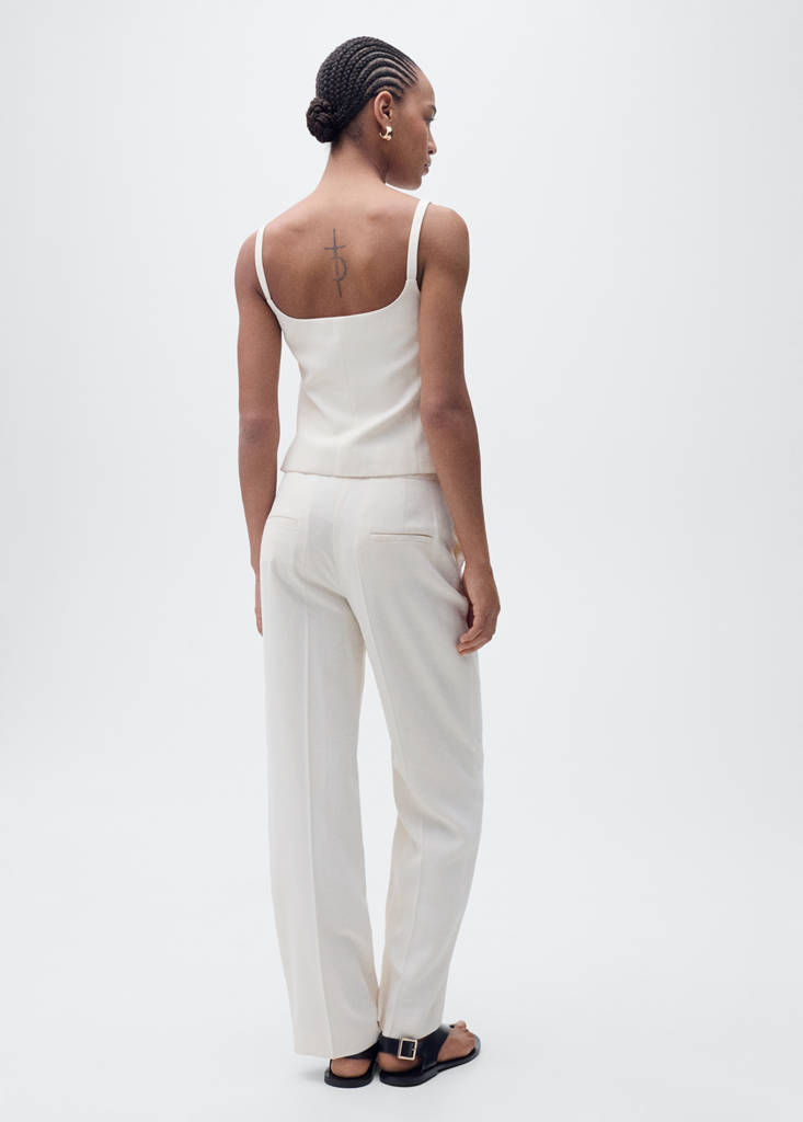 Suit waistcoat with open back — Ecru