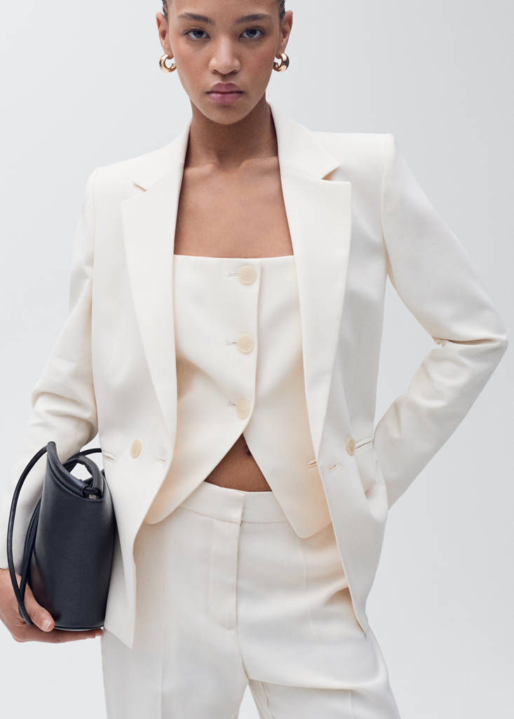 Suit waistcoat with open back — Ecru