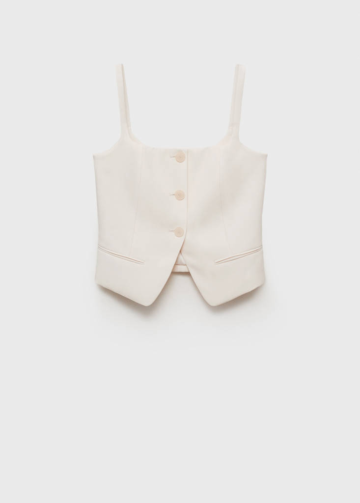 Suit waistcoat with open back — Ecru