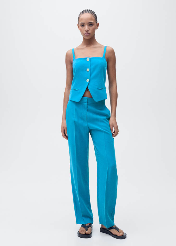 Suit waistcoat with open back — Blue