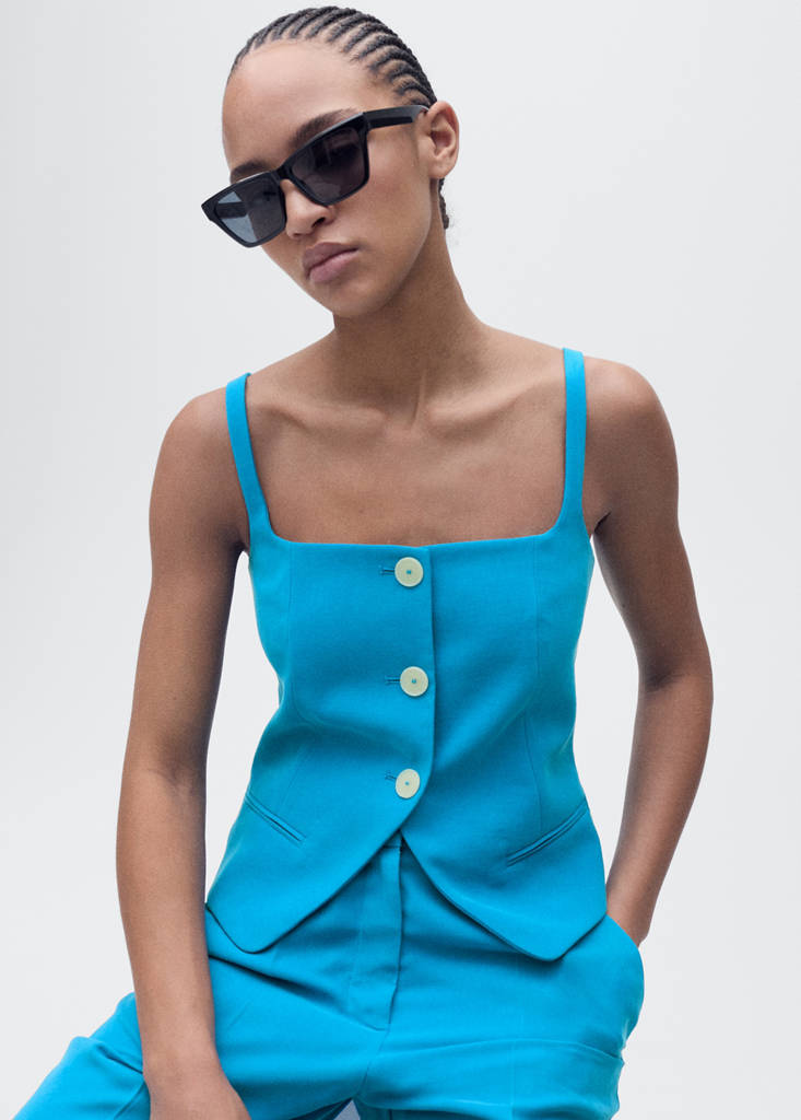 Suit waistcoat with open back — Blue