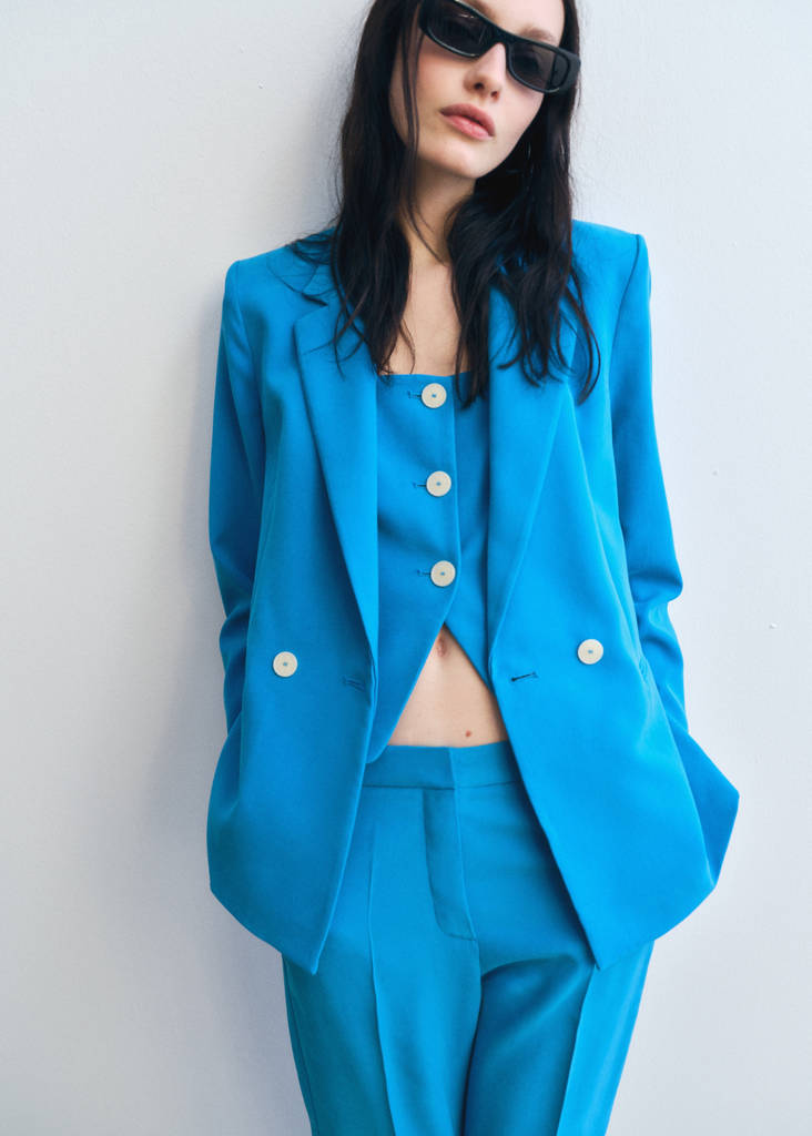 Suit waistcoat with open back — Blue