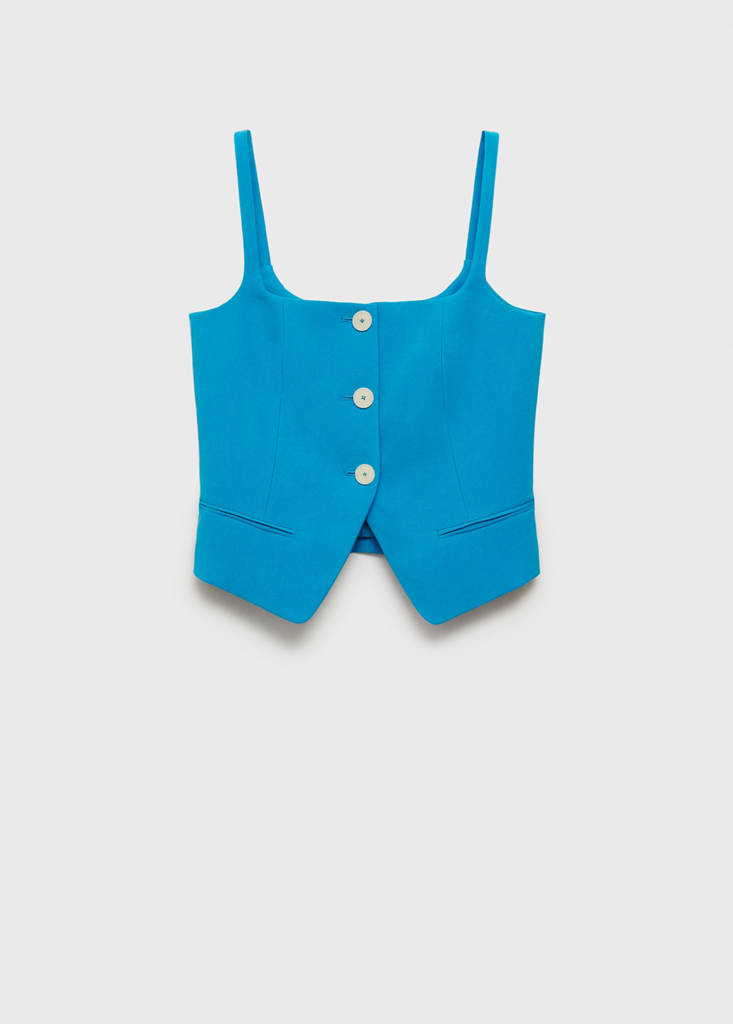 Suit waistcoat with open back — Blue