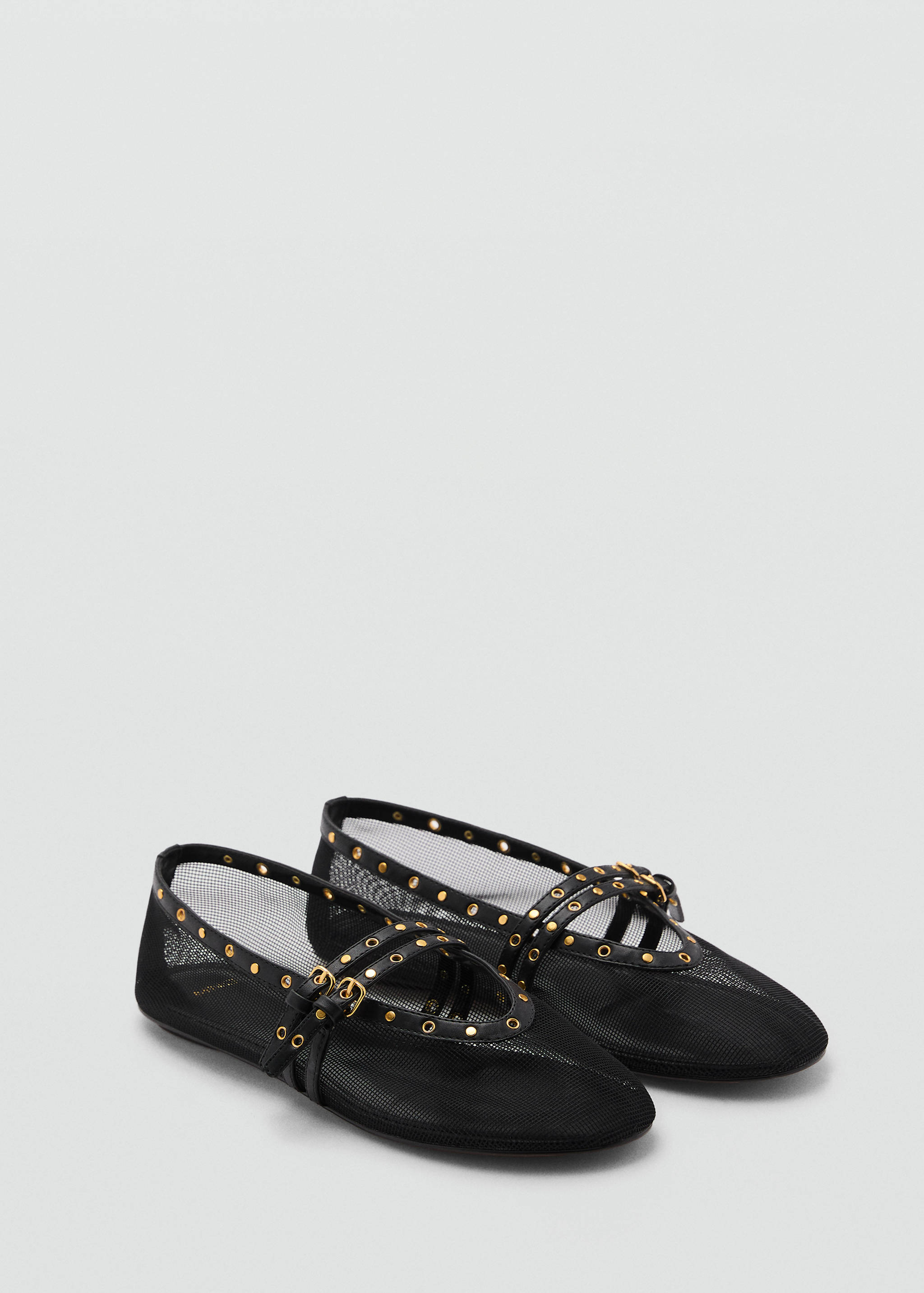 Mesh ballerina flats with die-cut details - Medium plane