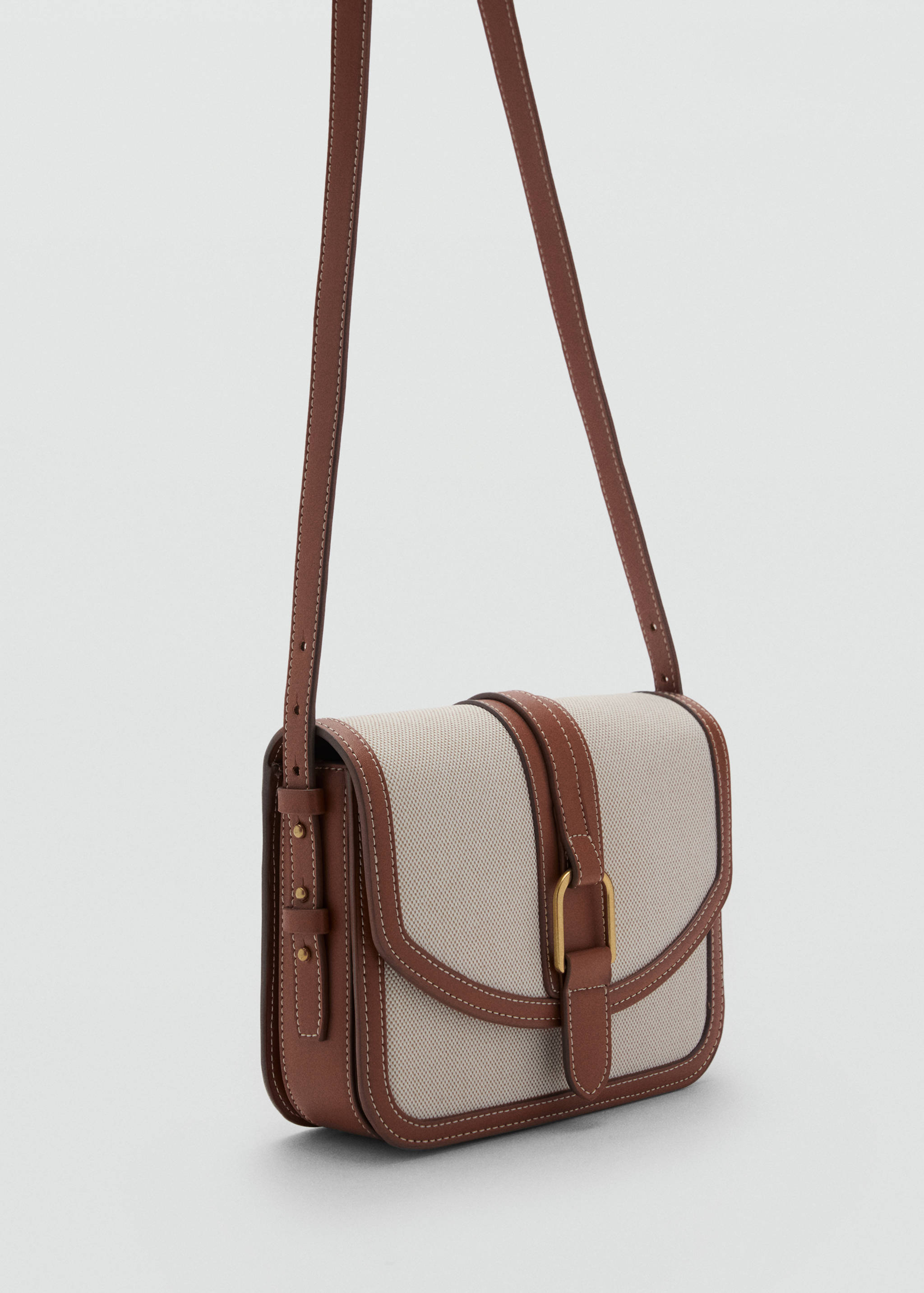 Contrasting canvas shoulder bag - Medium plane