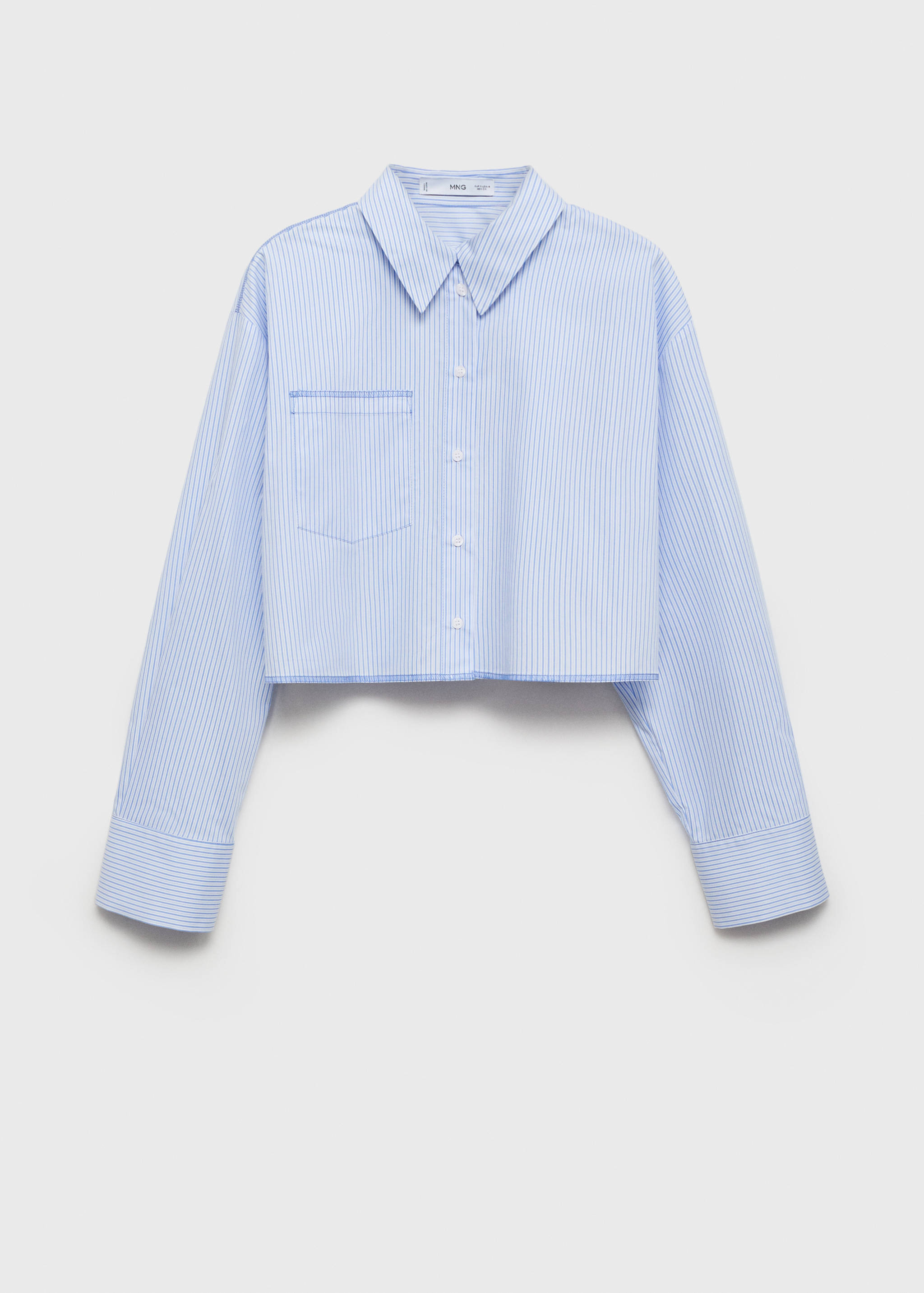 Striped cropped shirt with stitching detail - Article without model