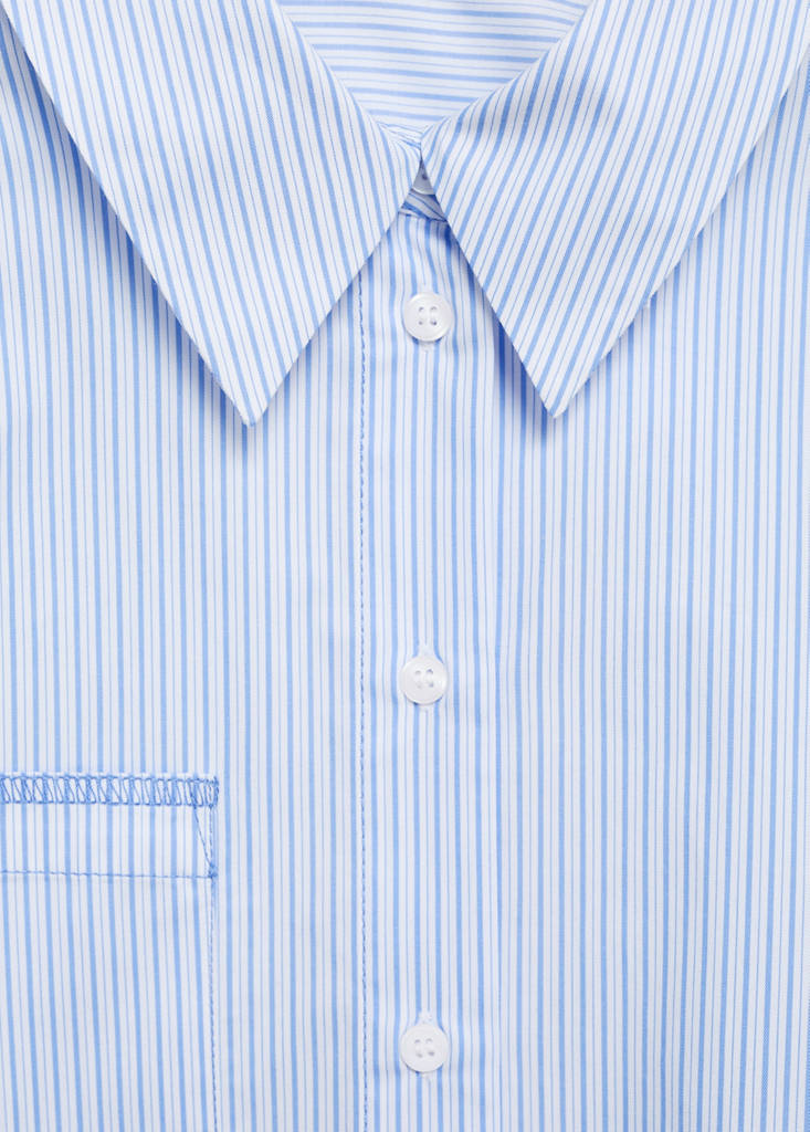Striped cropped shirt with stitching detail — Blue