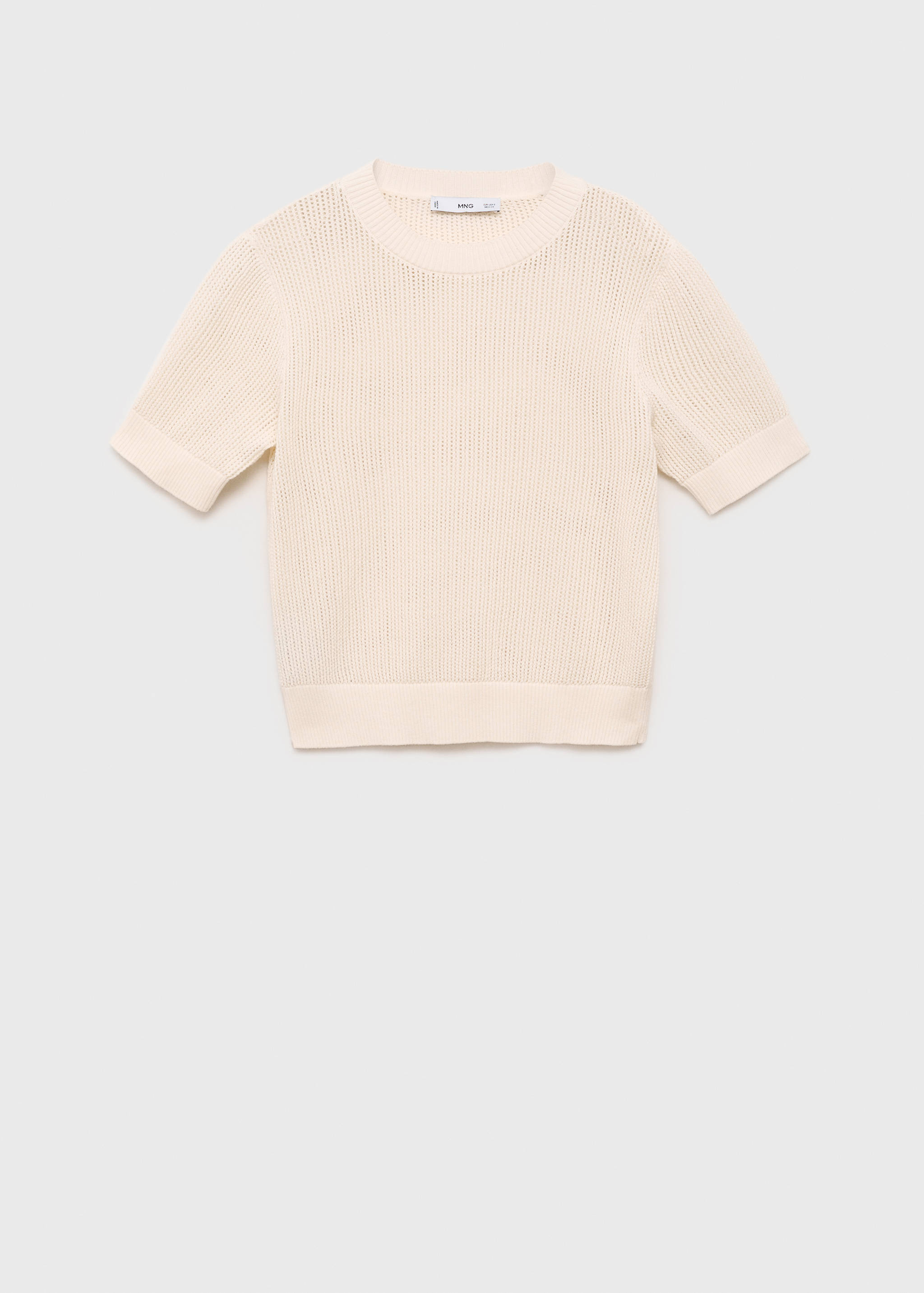 Short-sleeved knitted sweater with lace accents - Article without model