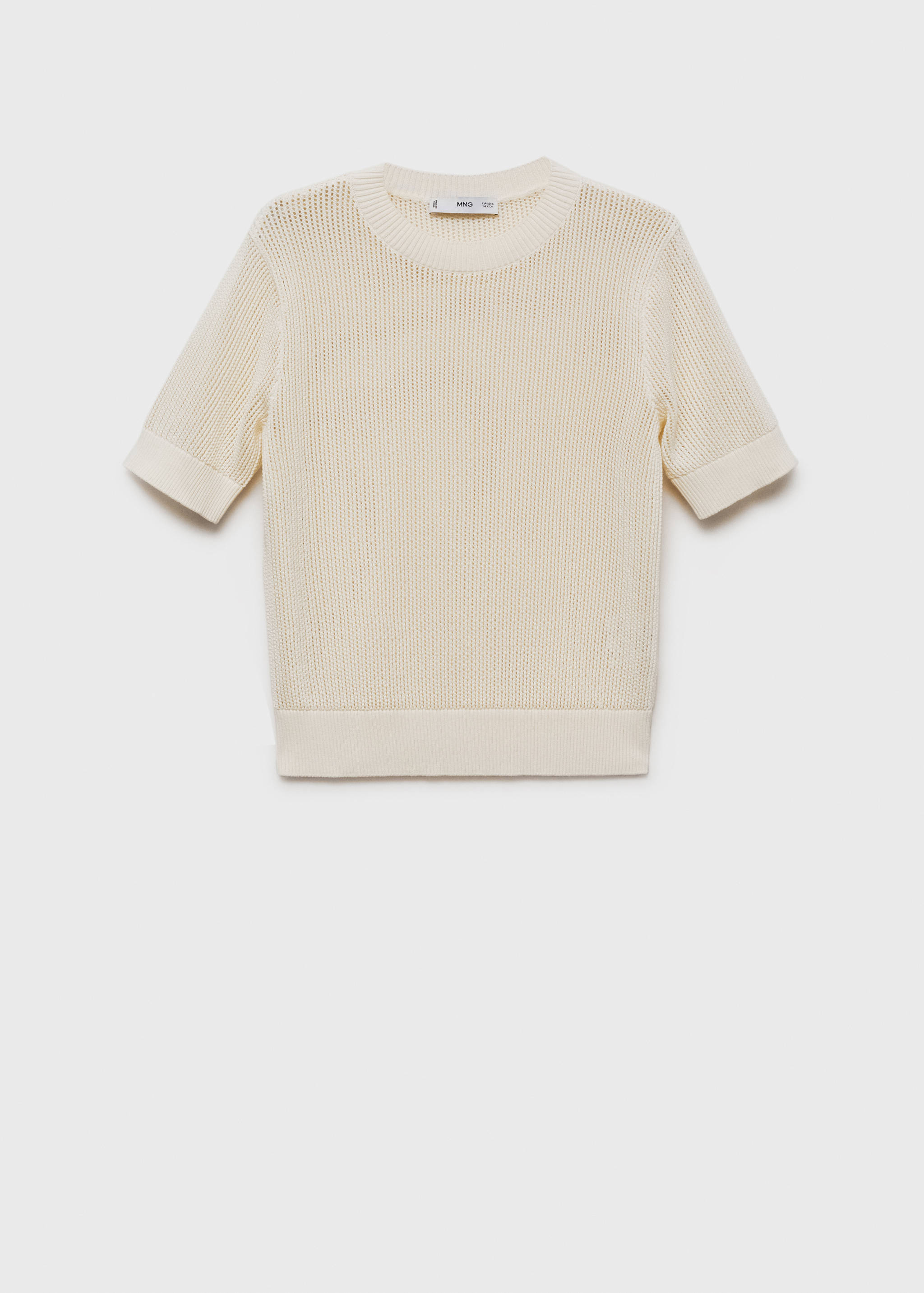 Short-sleeved knitted sweater with lace accents - Article without model
