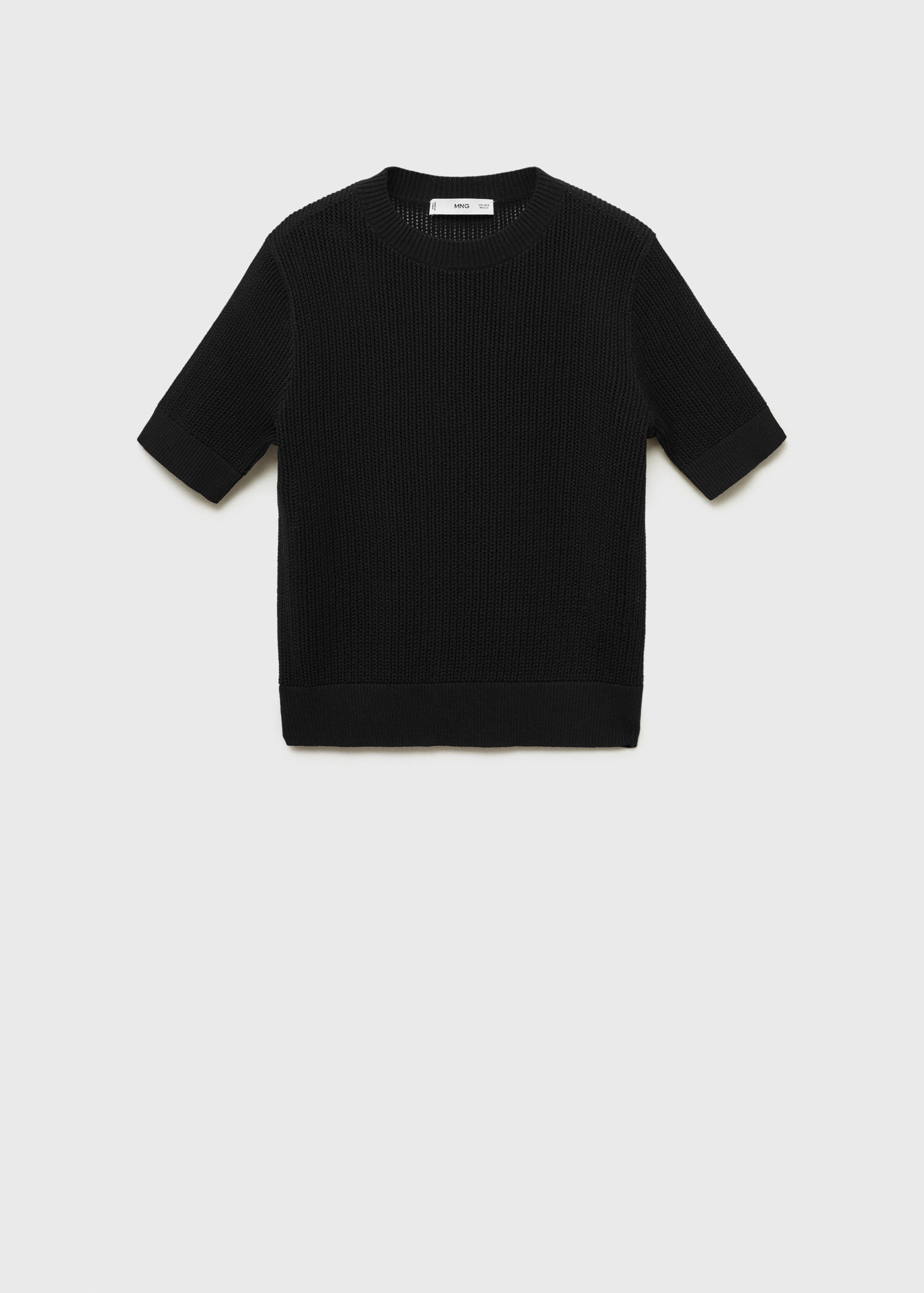 Short-sleeved knitted sweater with lace accents - Article without model