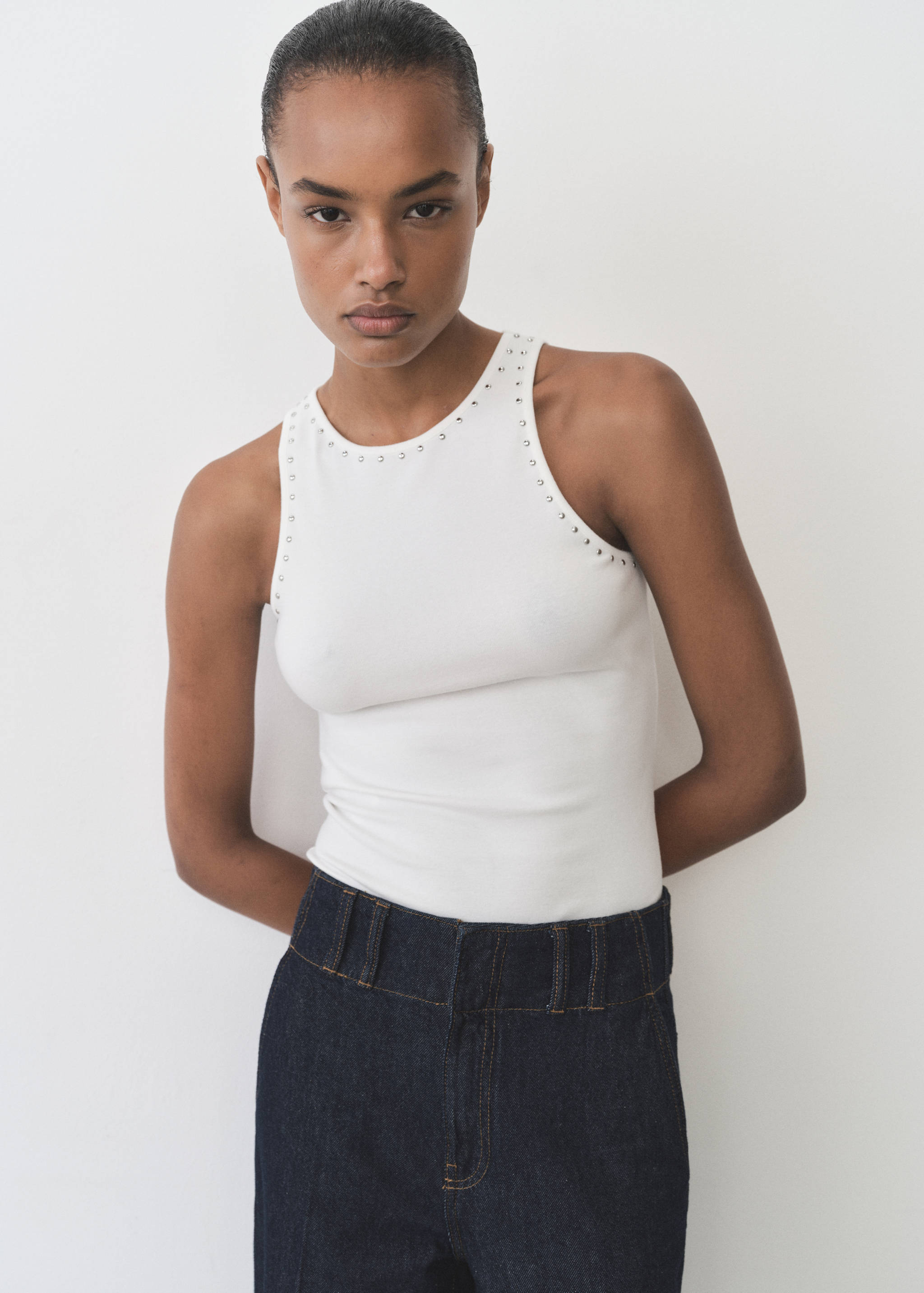 Cotton top with stud detail - Medium plane