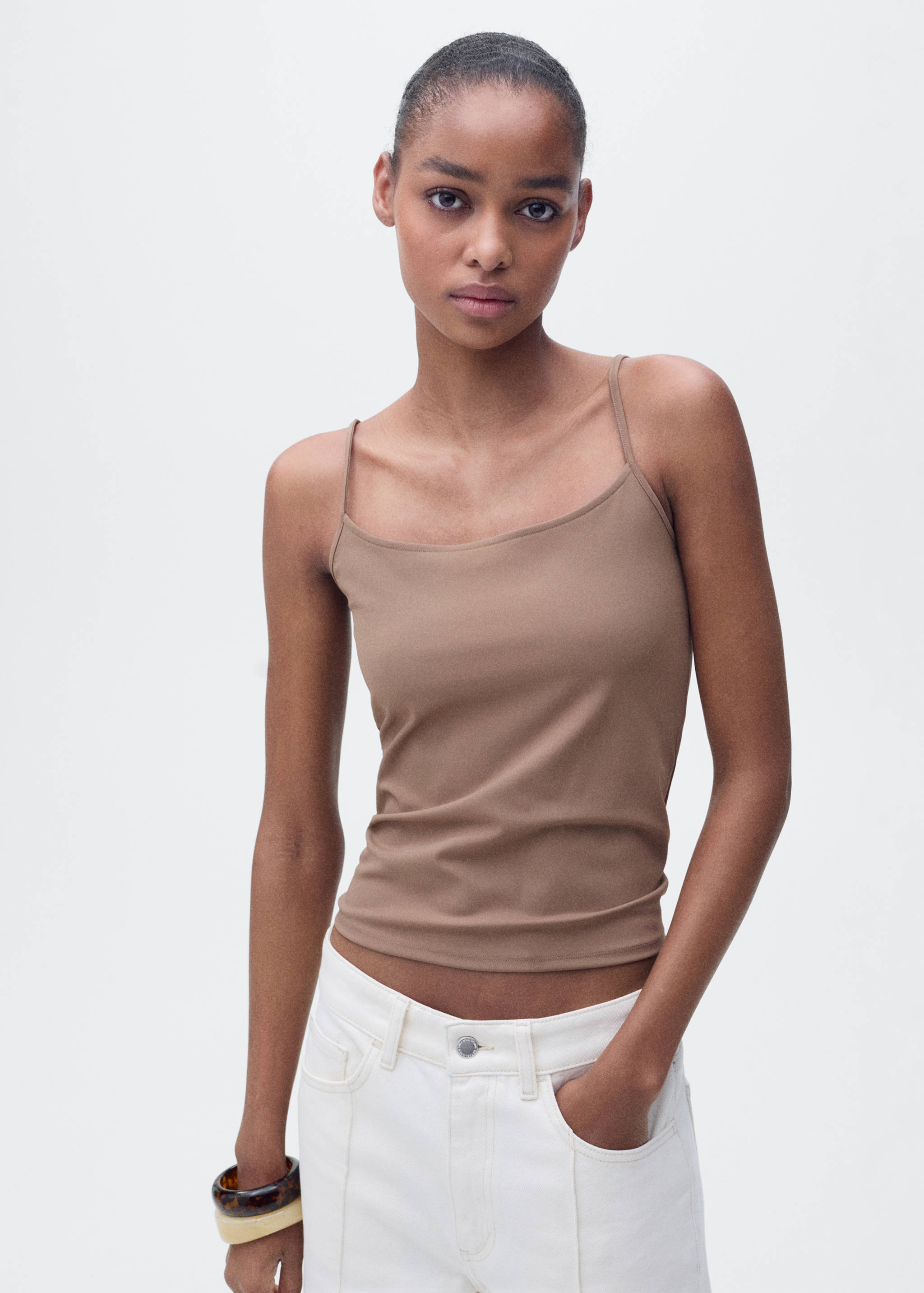 Fitted top with thin straps - Medium plane