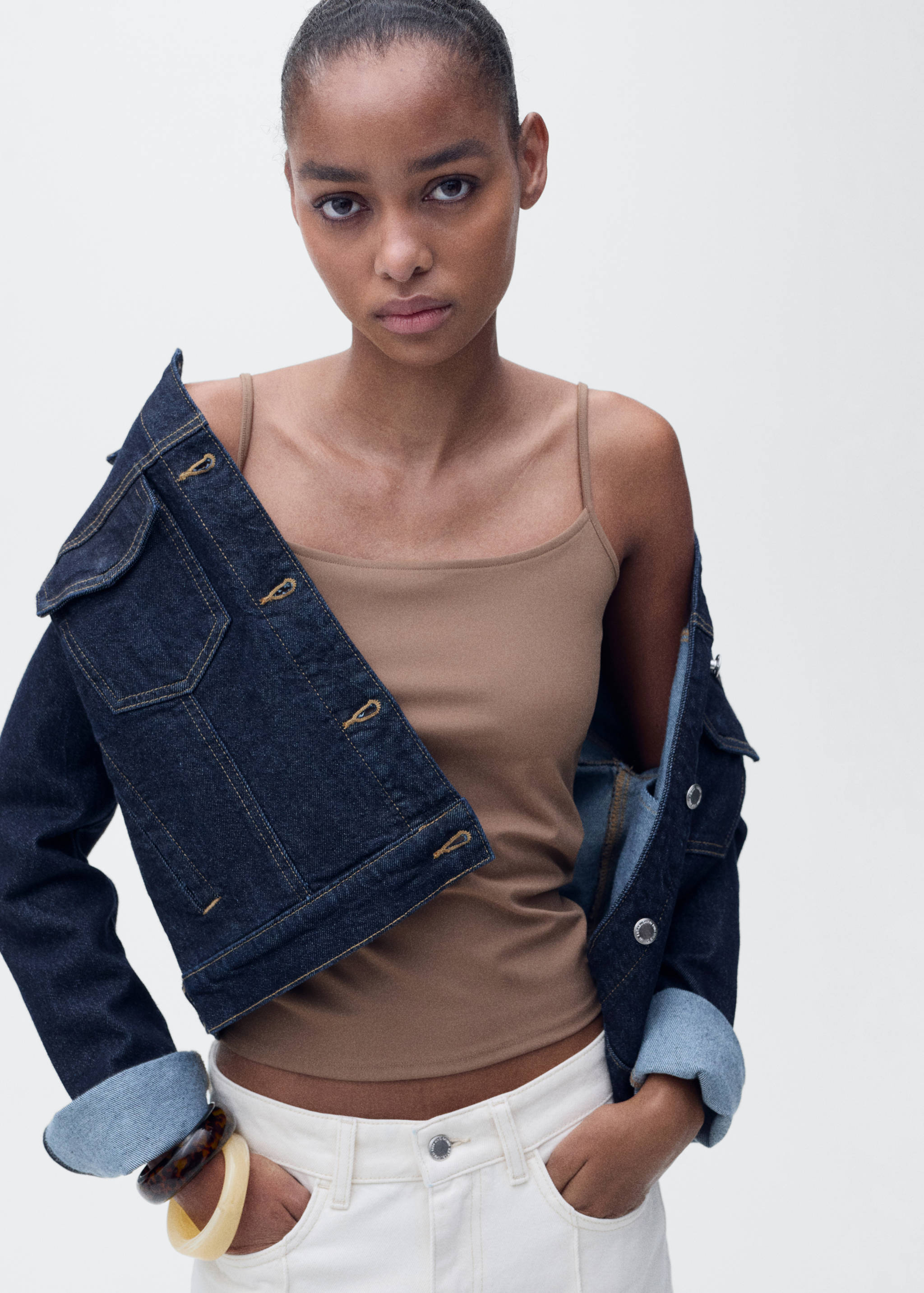 Fitted top with thin straps - Details of the article 1