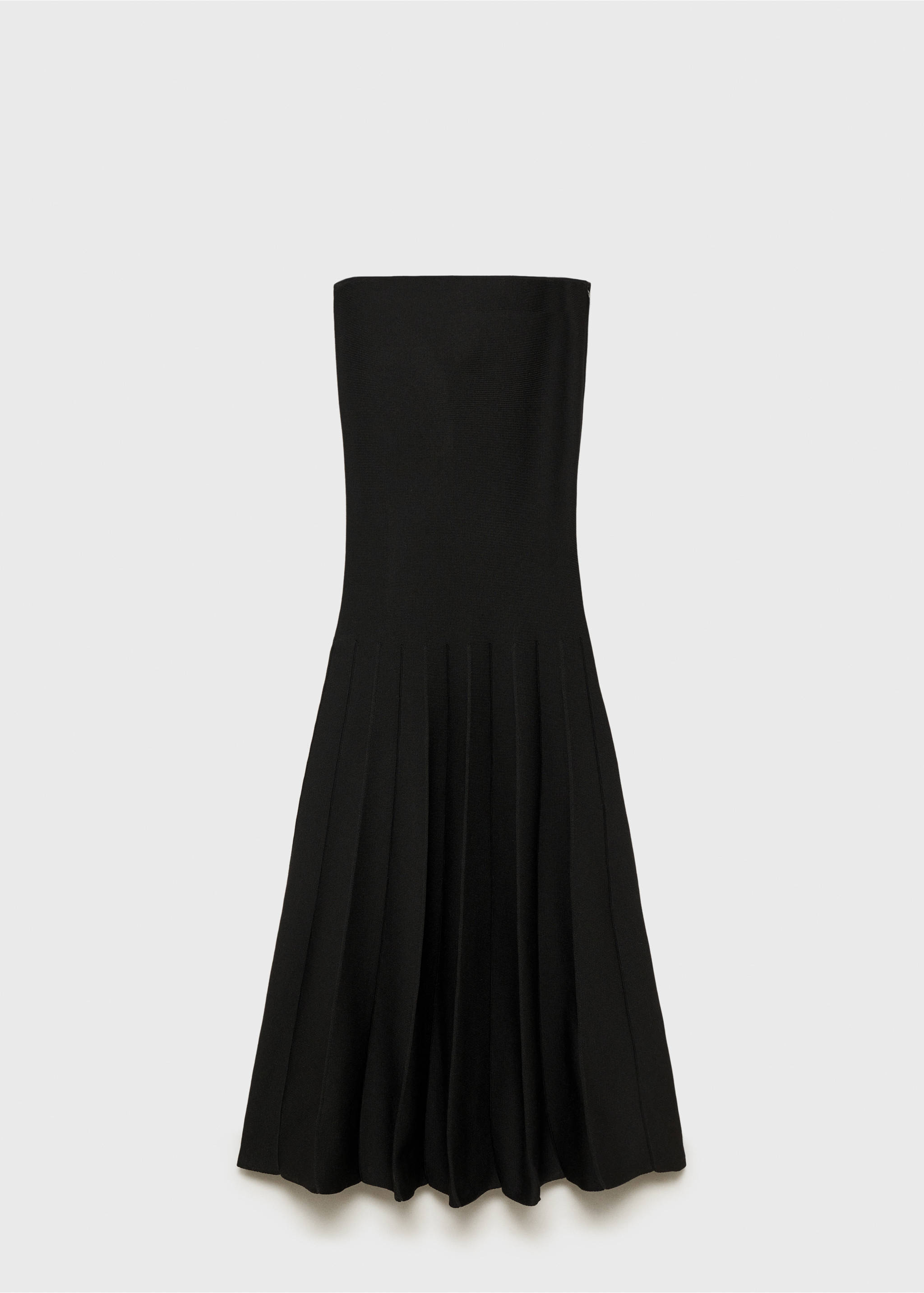 Strapless flared knitted dress - Article without model, Black. Ref: 87035763-00.