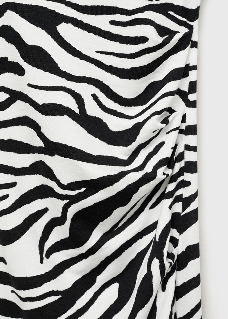 Zebra-print fitted midi-dress — Black