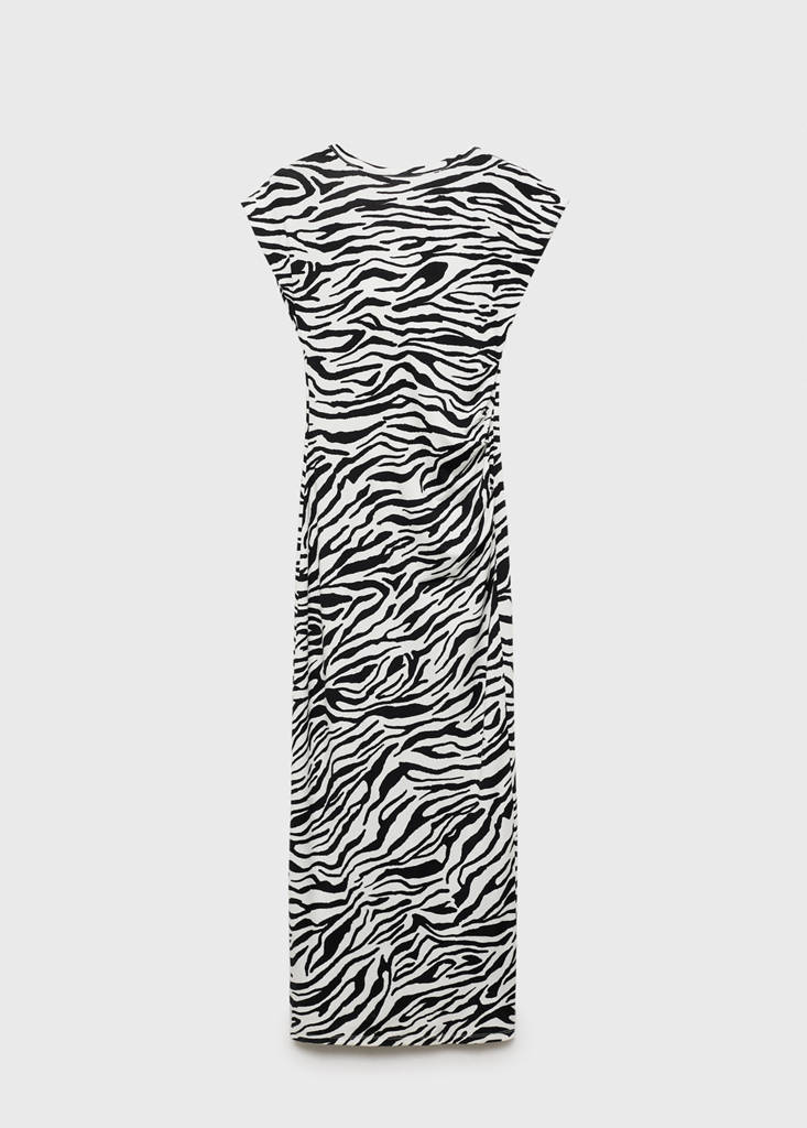 Zebra-print fitted midi-dress — Black