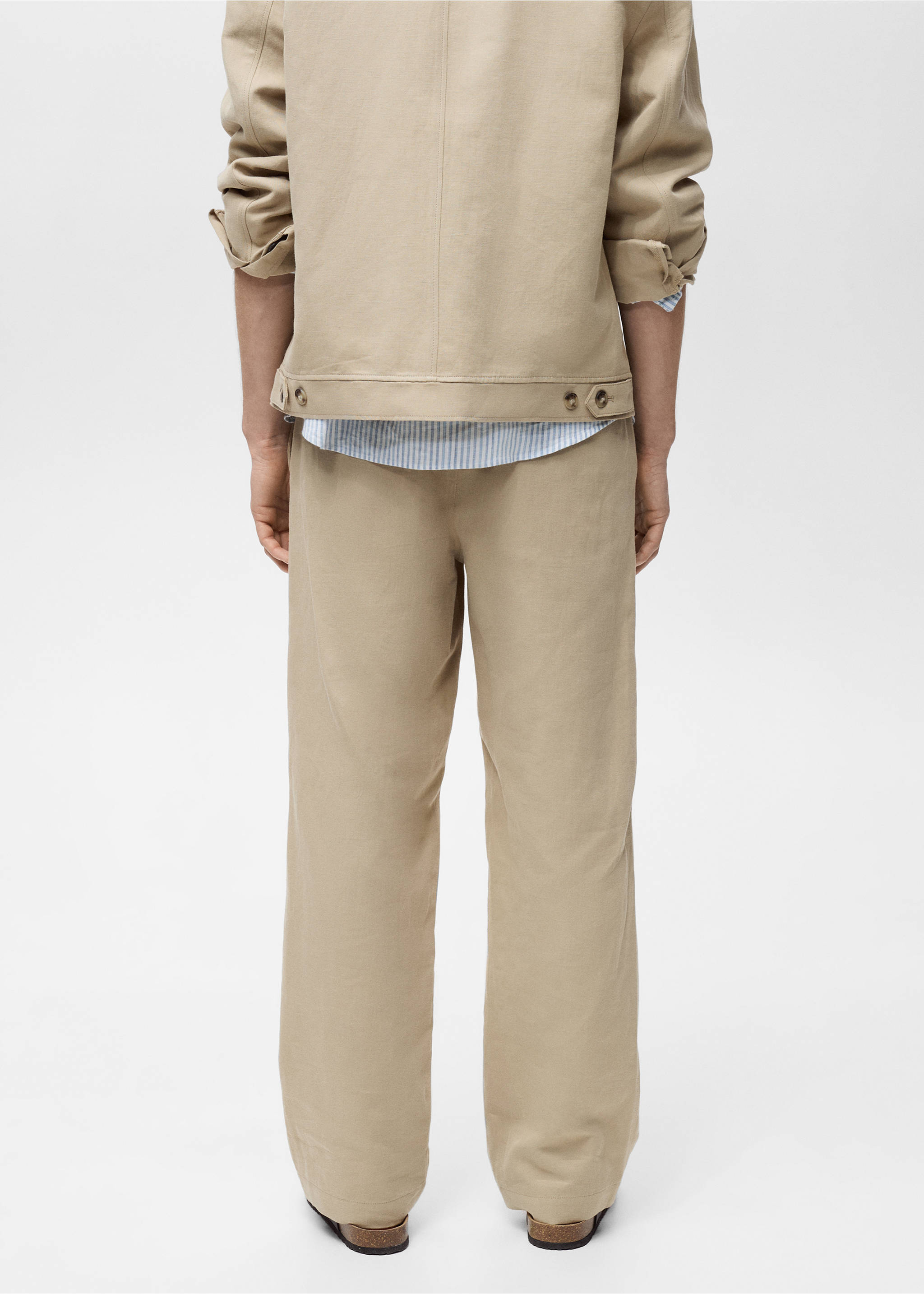 Linen-blend regular-fit pants - Reverse of the article, Beige. Ref: 87035917-00.