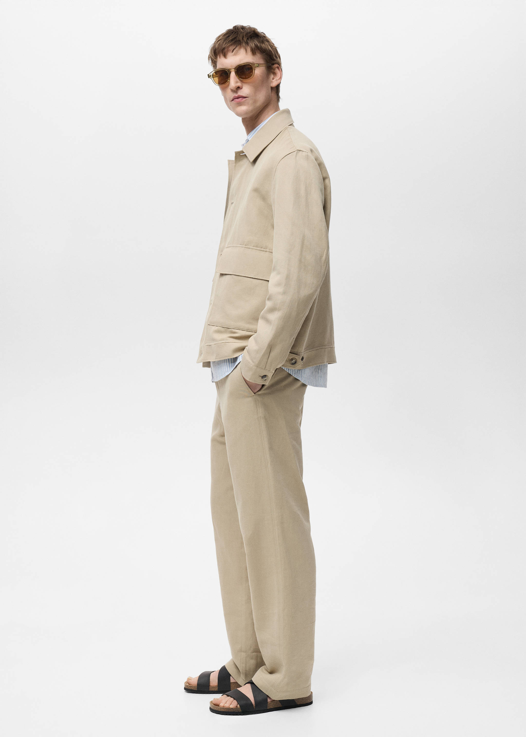 Linen-blend regular-fit pants - Details of the article 2