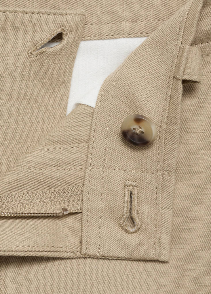 Linen-blend regular-fit trousers — Beige