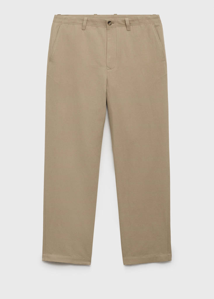 Linen-blend regular-fit trousers — Beige