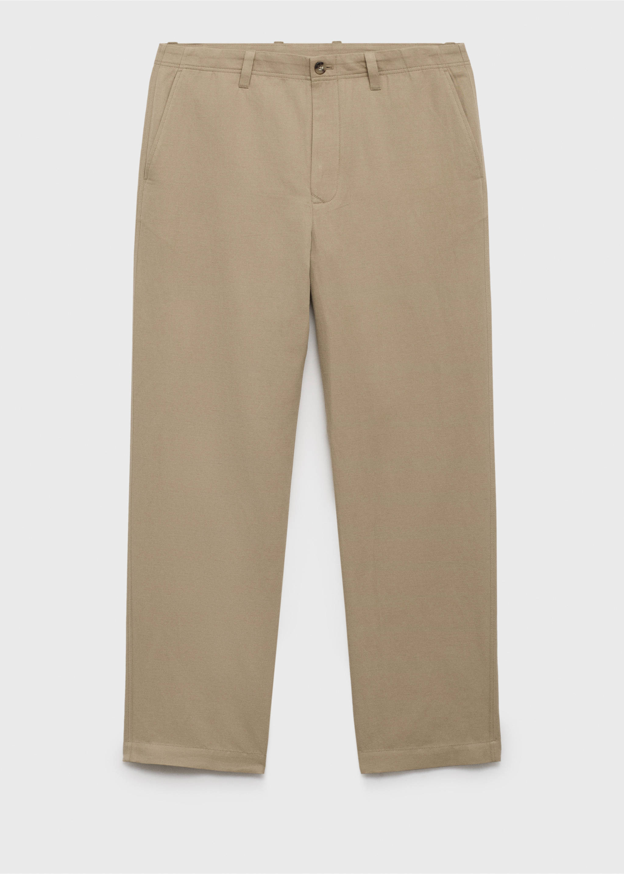 Linen-blend regular-fit pants - Article without model, Beige. Ref: 87035917-00.