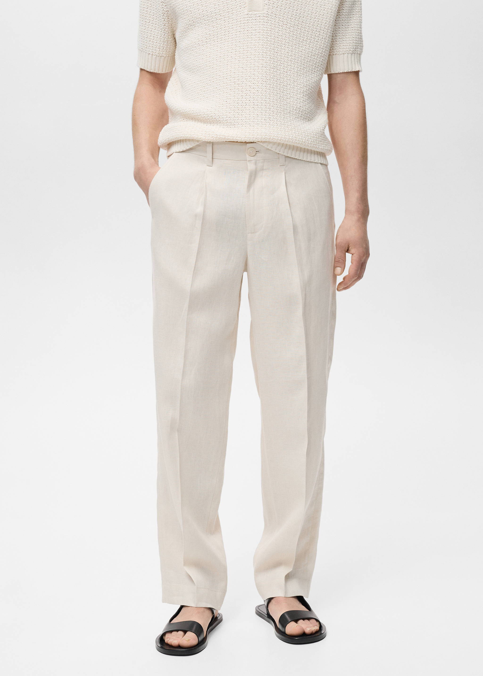 100% linen pleated trousers - Medium plane