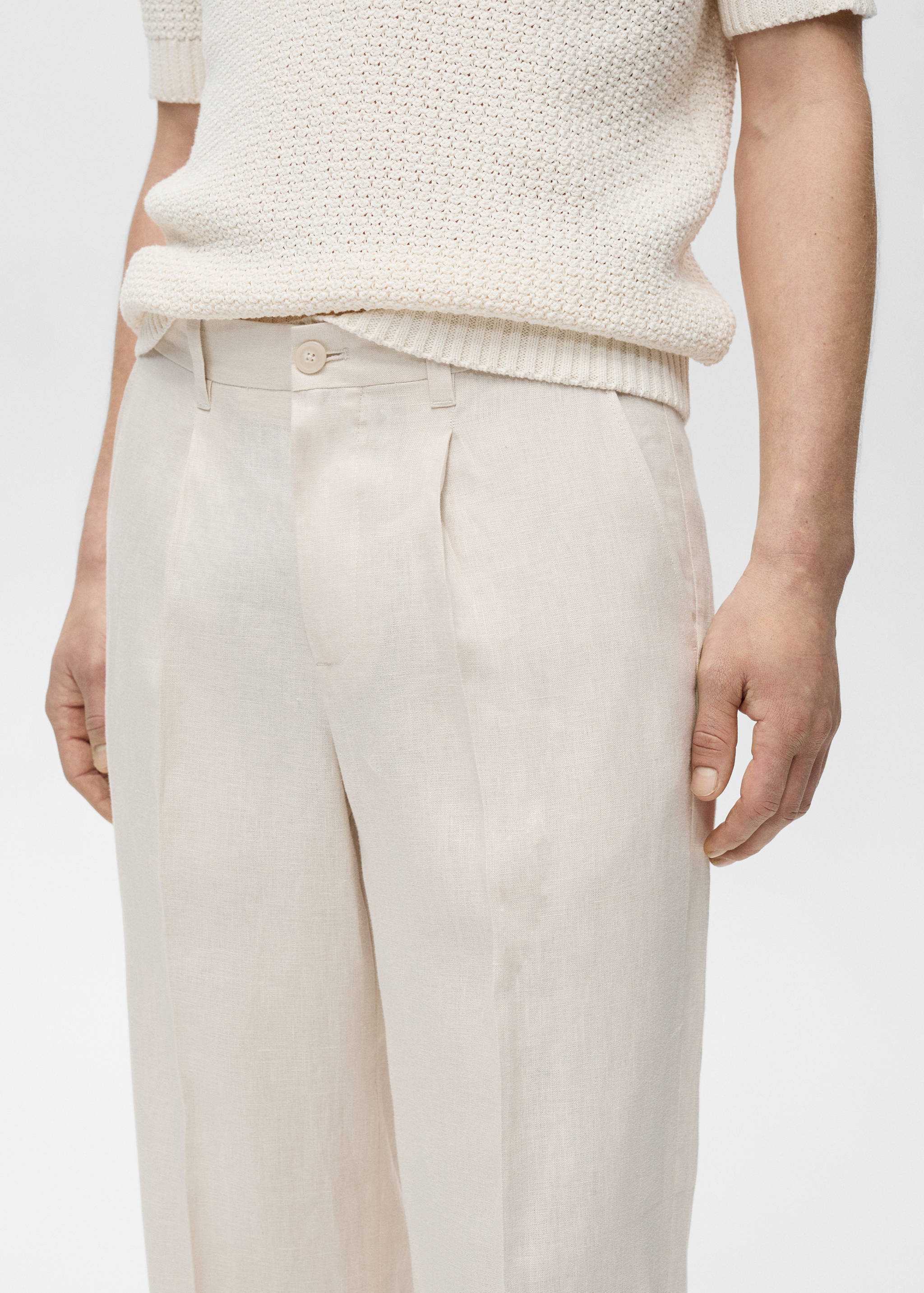 100% linen pleated trousers - Details of the article 1