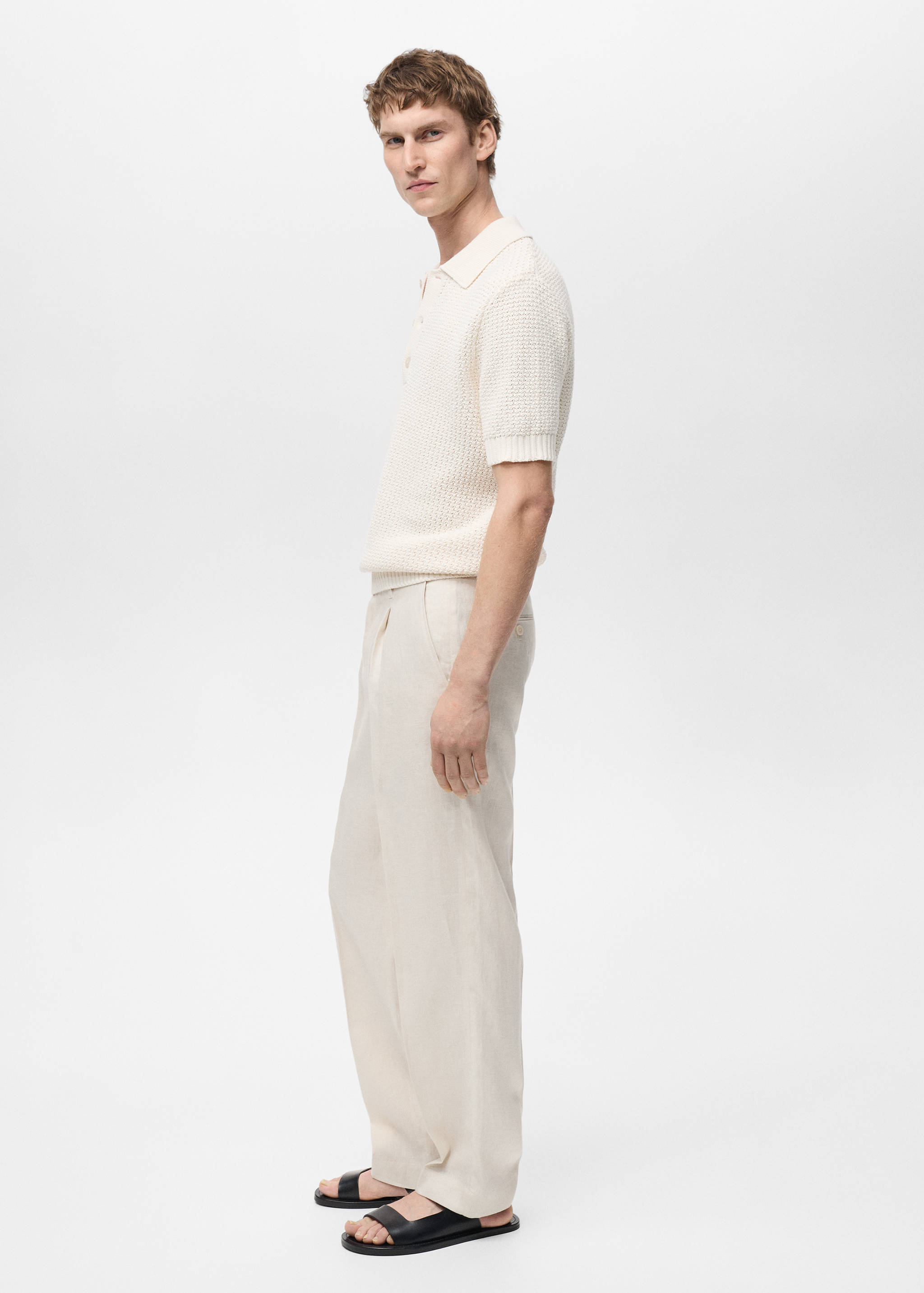 100% linen pleated trousers - Details of the article 6