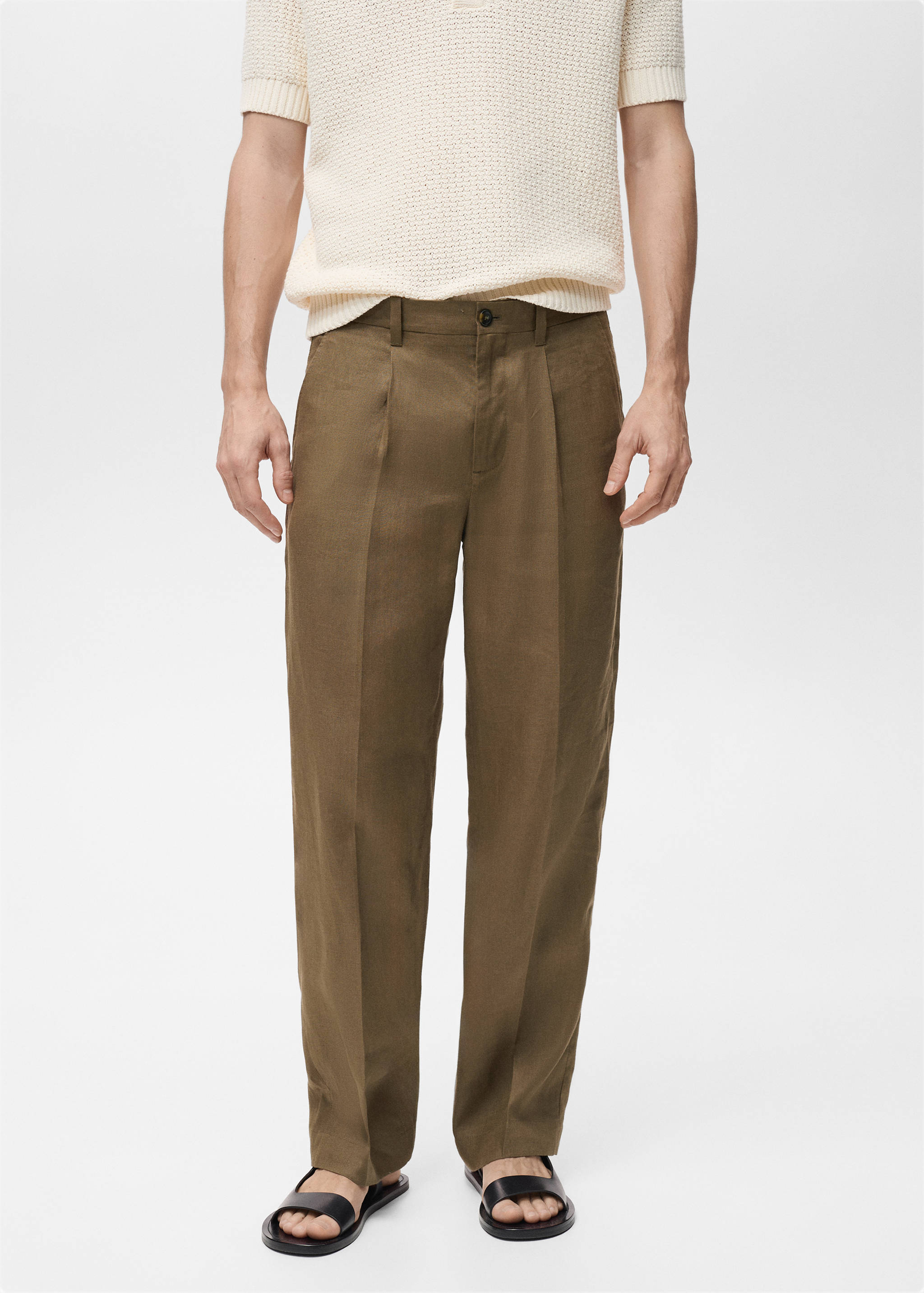 100% linen pleated trousers - Medium plane