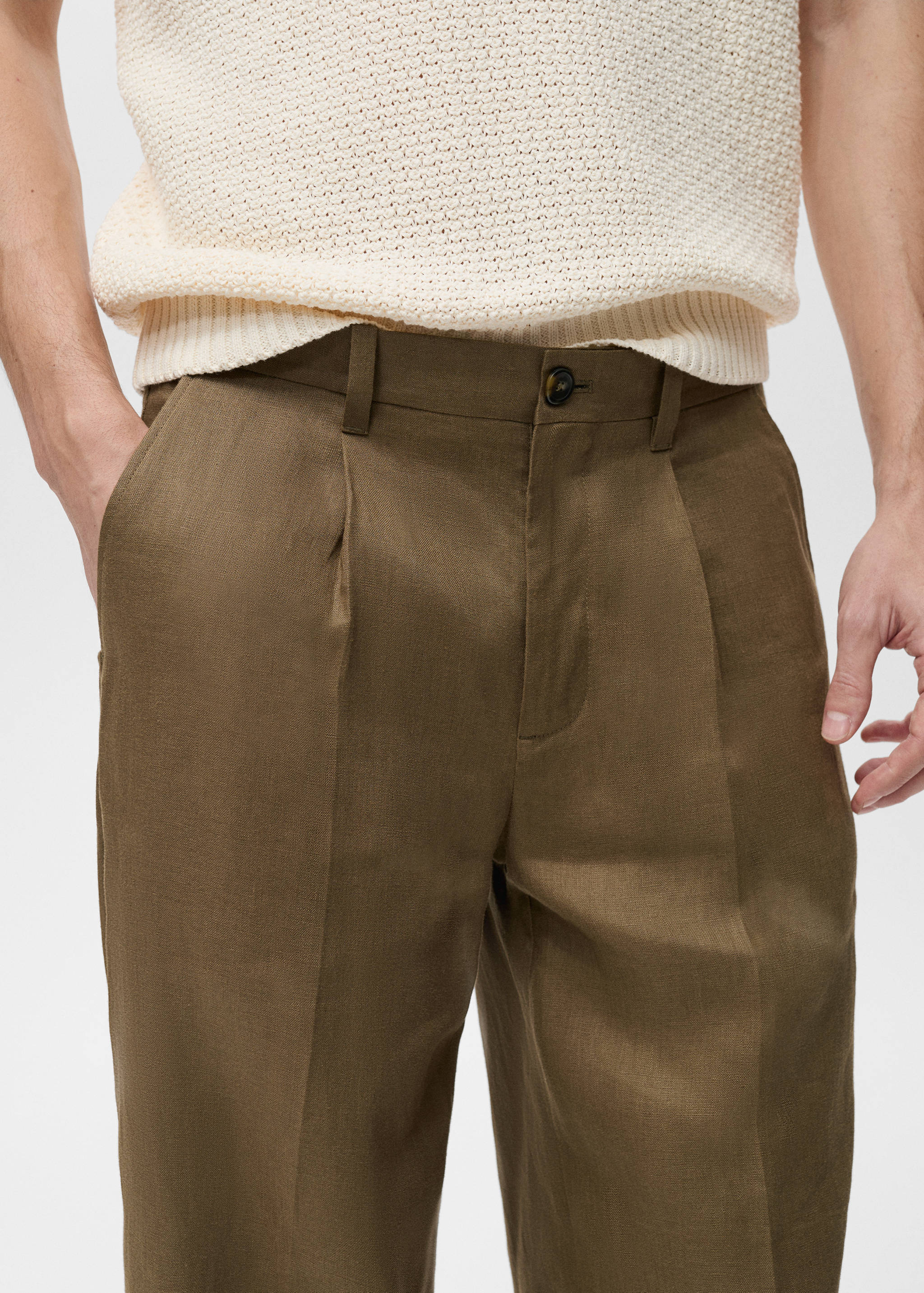 100% linen pleated trousers - Details of the article 1