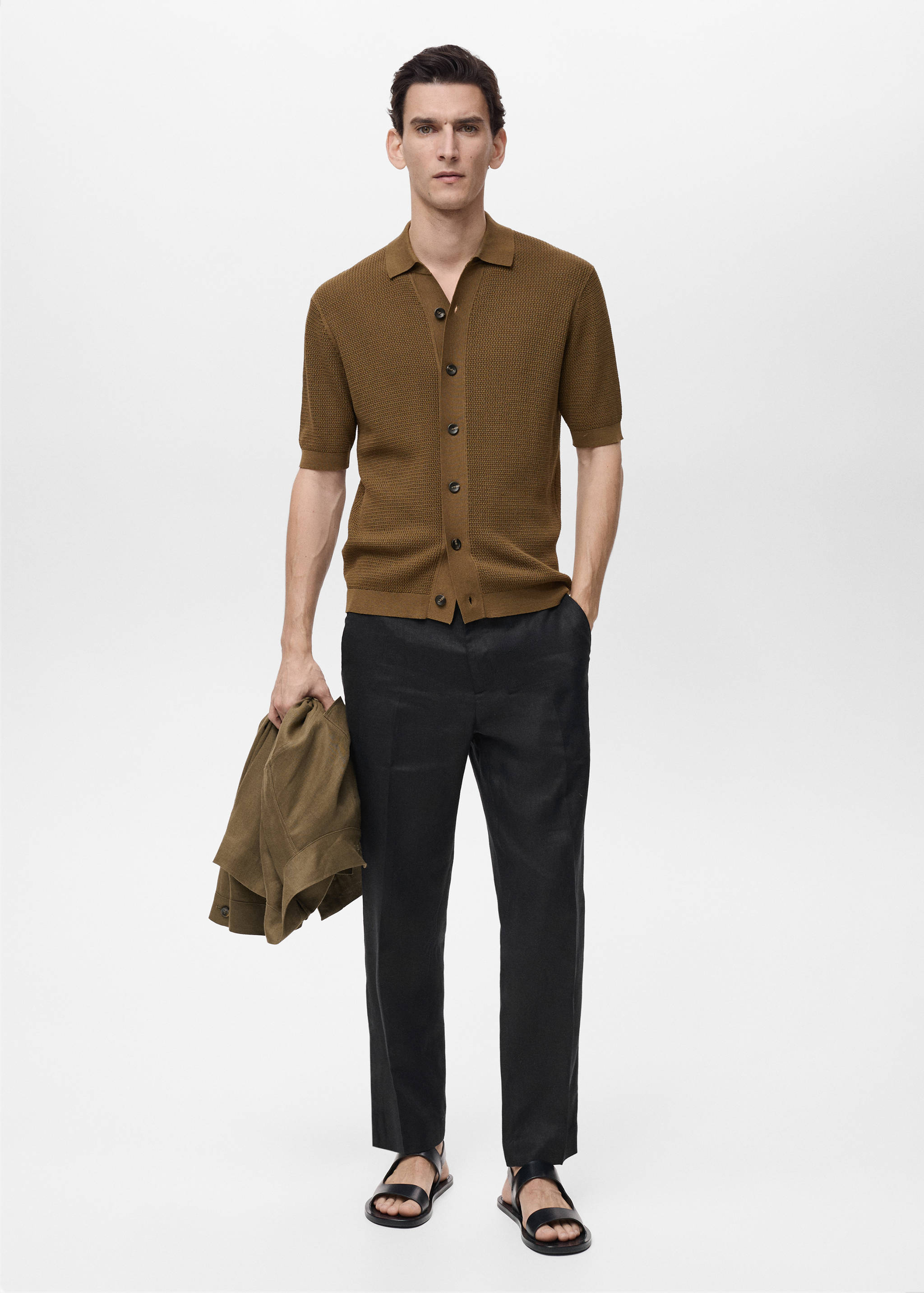 100% linen regular-fit trousers - General plane