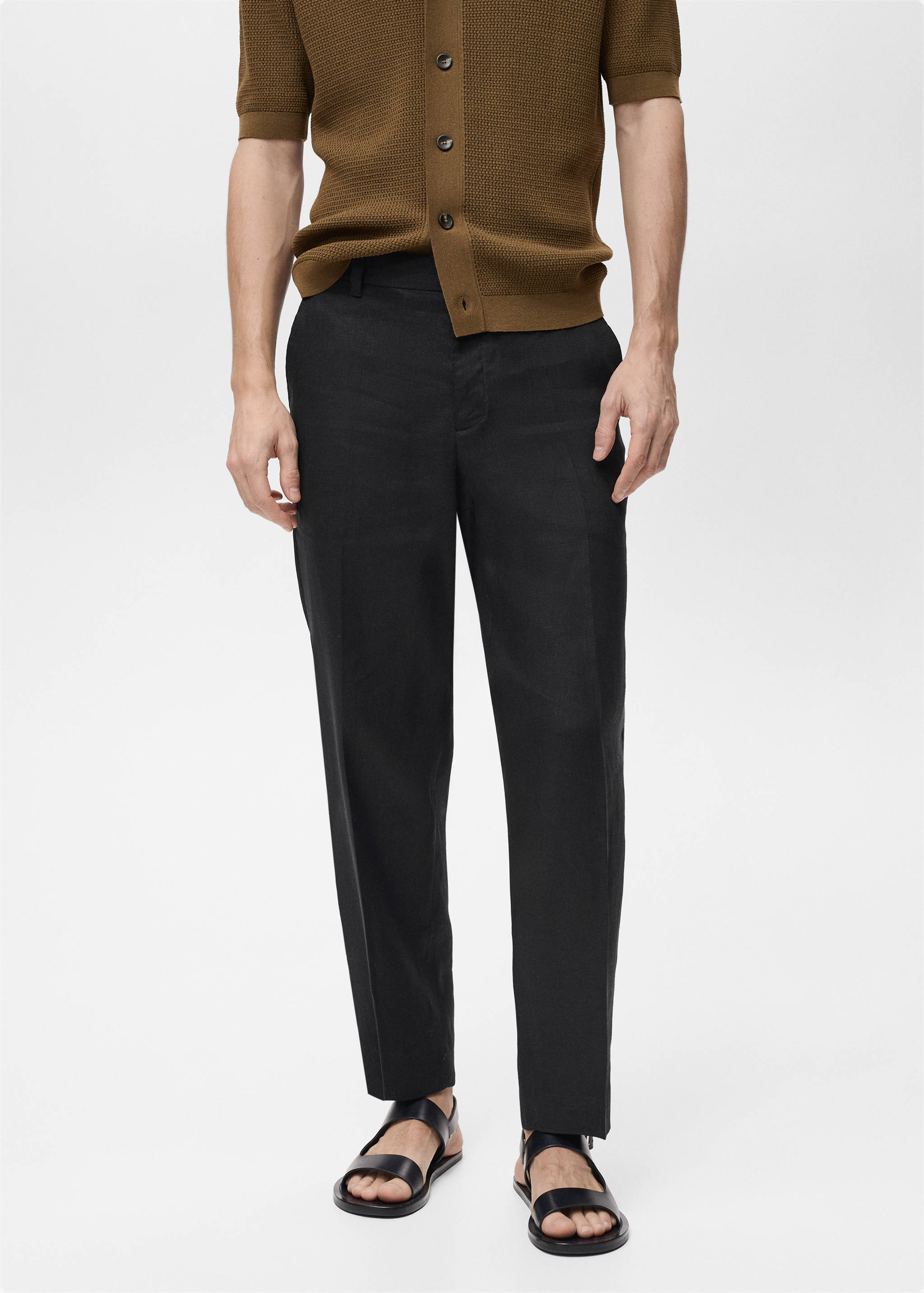 100% linen regular-fit trousers - Medium plane