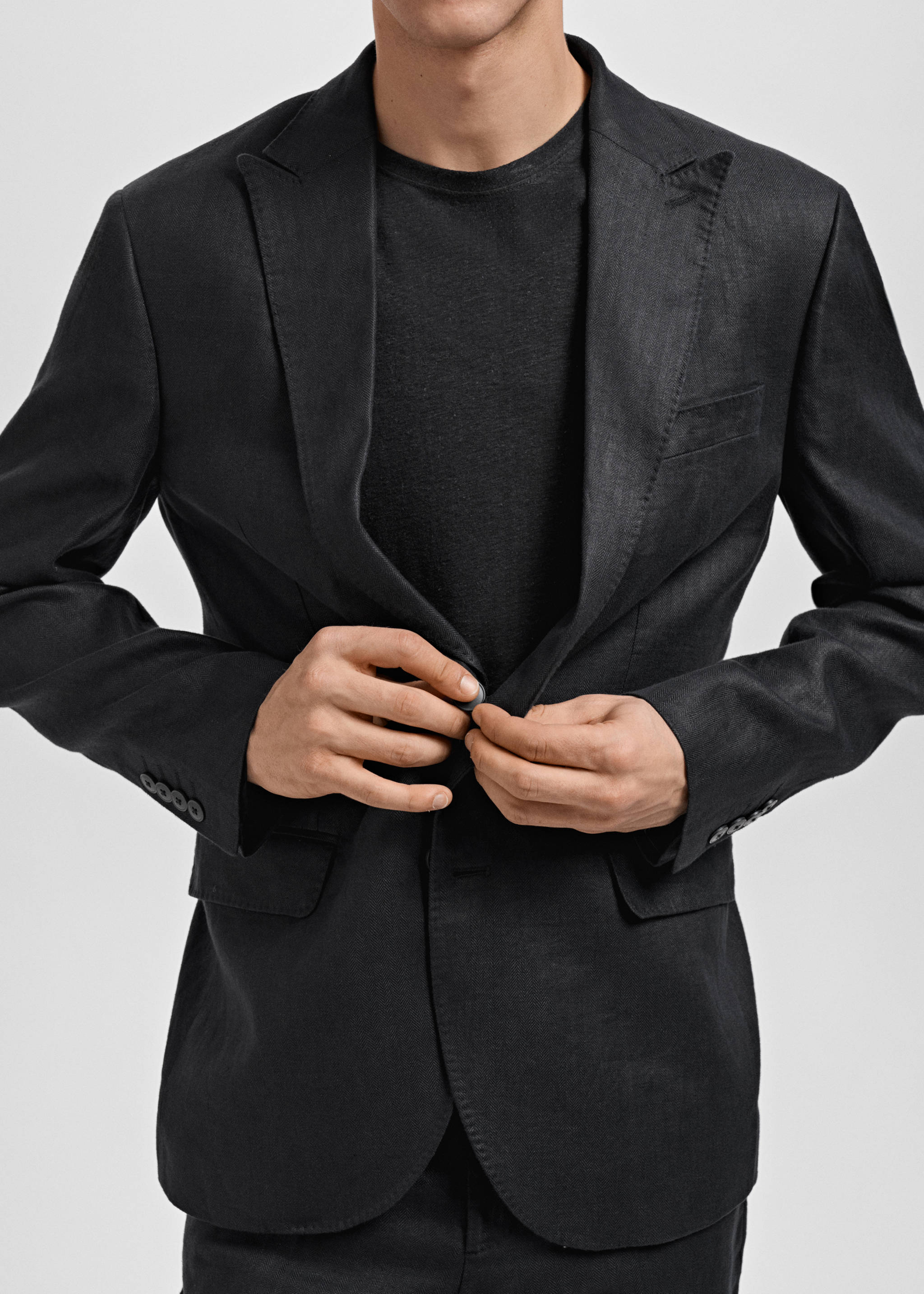 Amalfi 100% linen slim-fit suit jacket - Details of the article 3