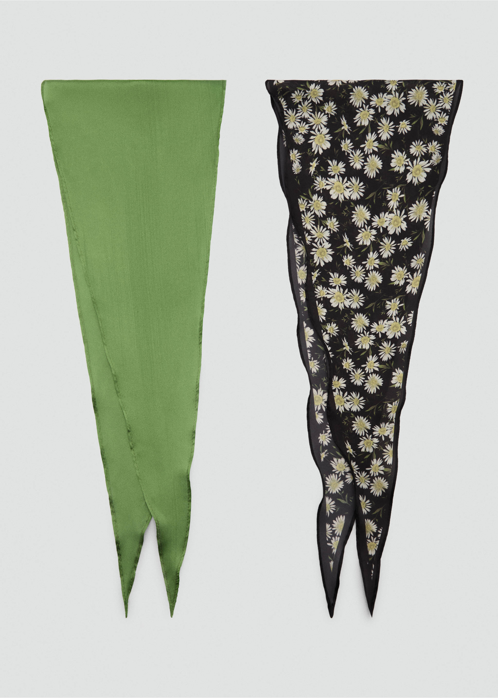 Set of 2 combined scarves - Article without model, Green. Ref: 87035929-00.